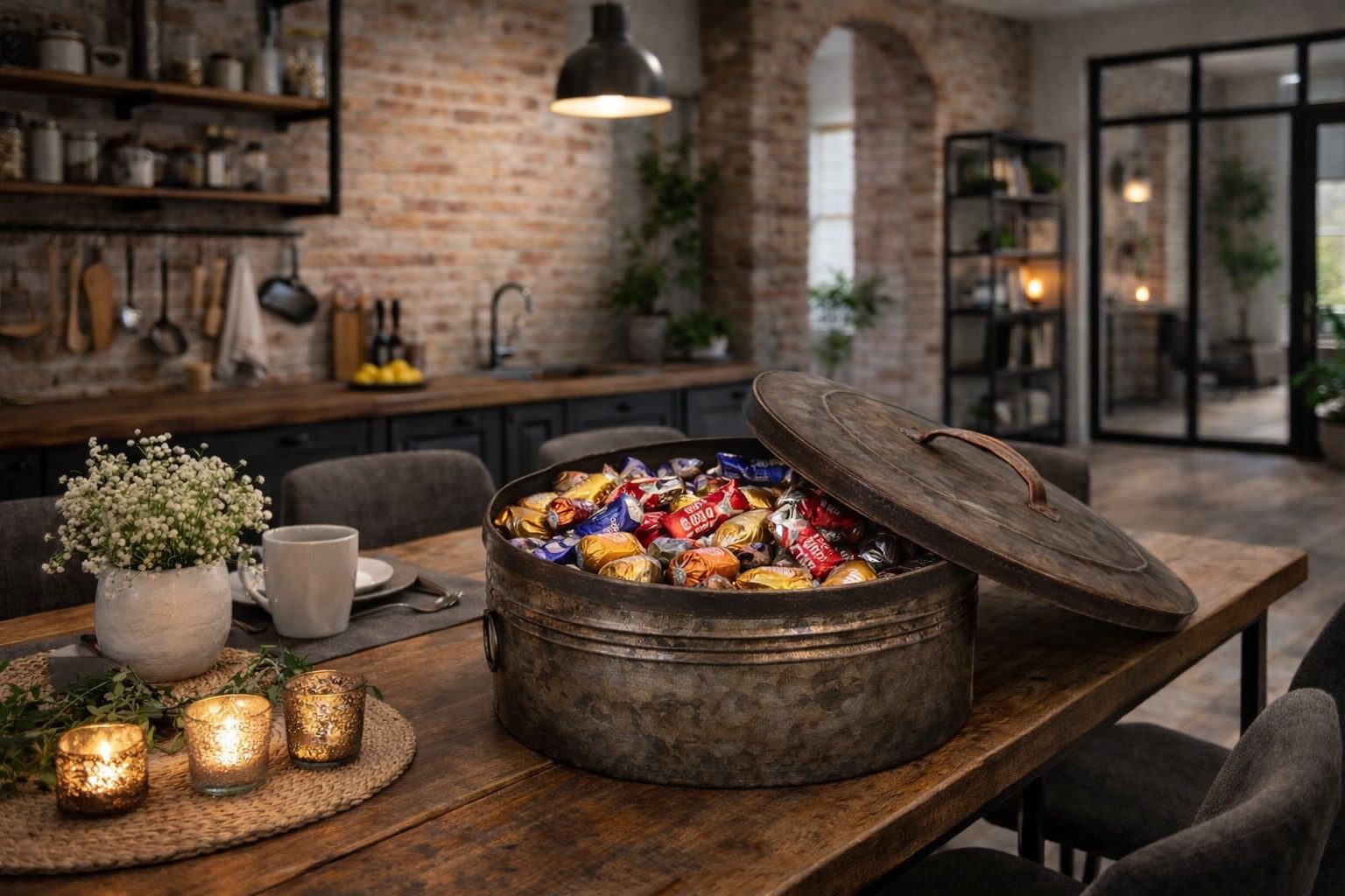 AnticLine Aufbewahrungsbox Antic Line runde Metallbox mit Deckel H 16cm, Ø 37cm SEB16461