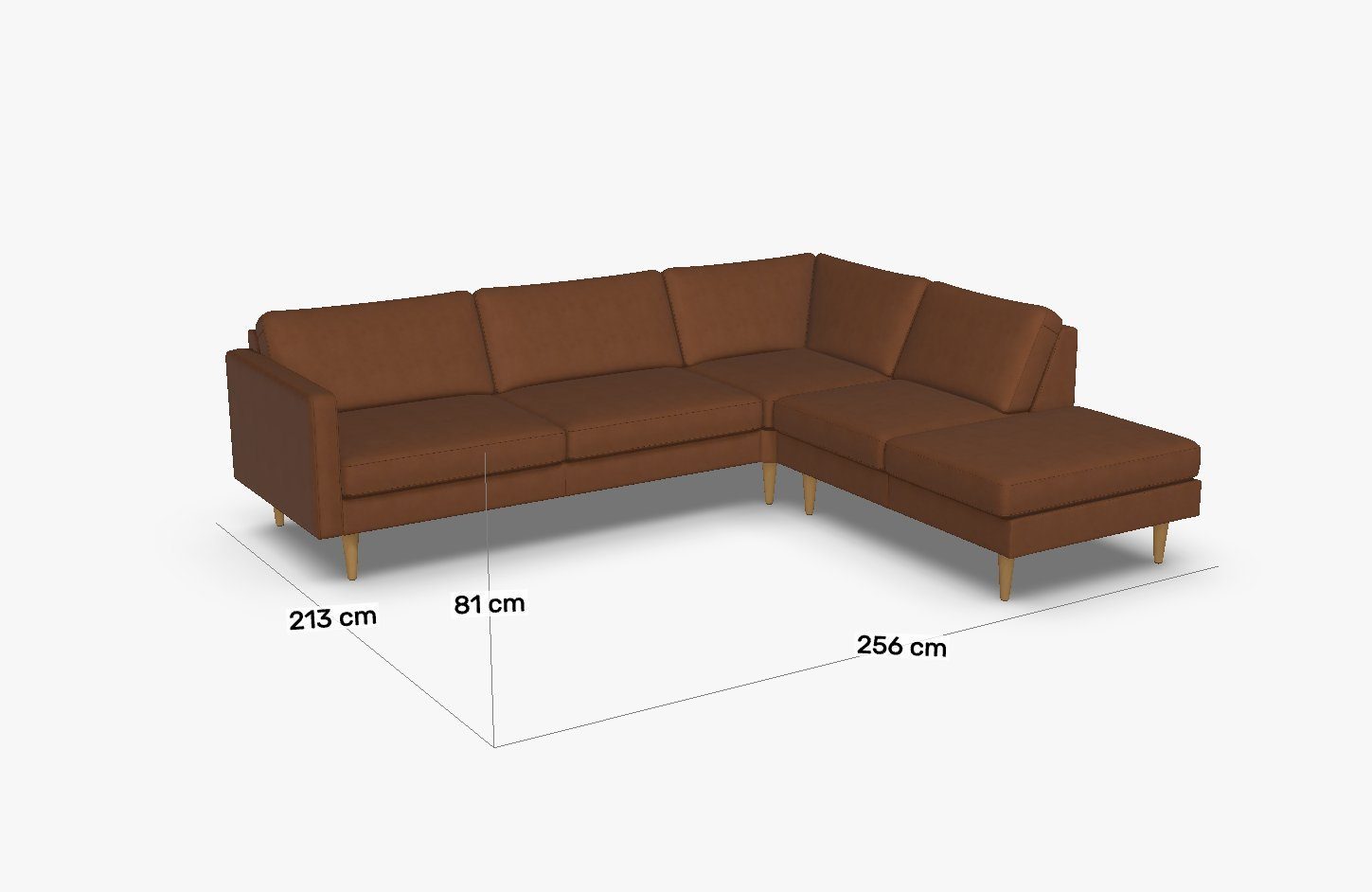 cm 213x256 Ledersofa Sofa Braun Brown Nut Leder Ecksofa Palm Sofa Natur24