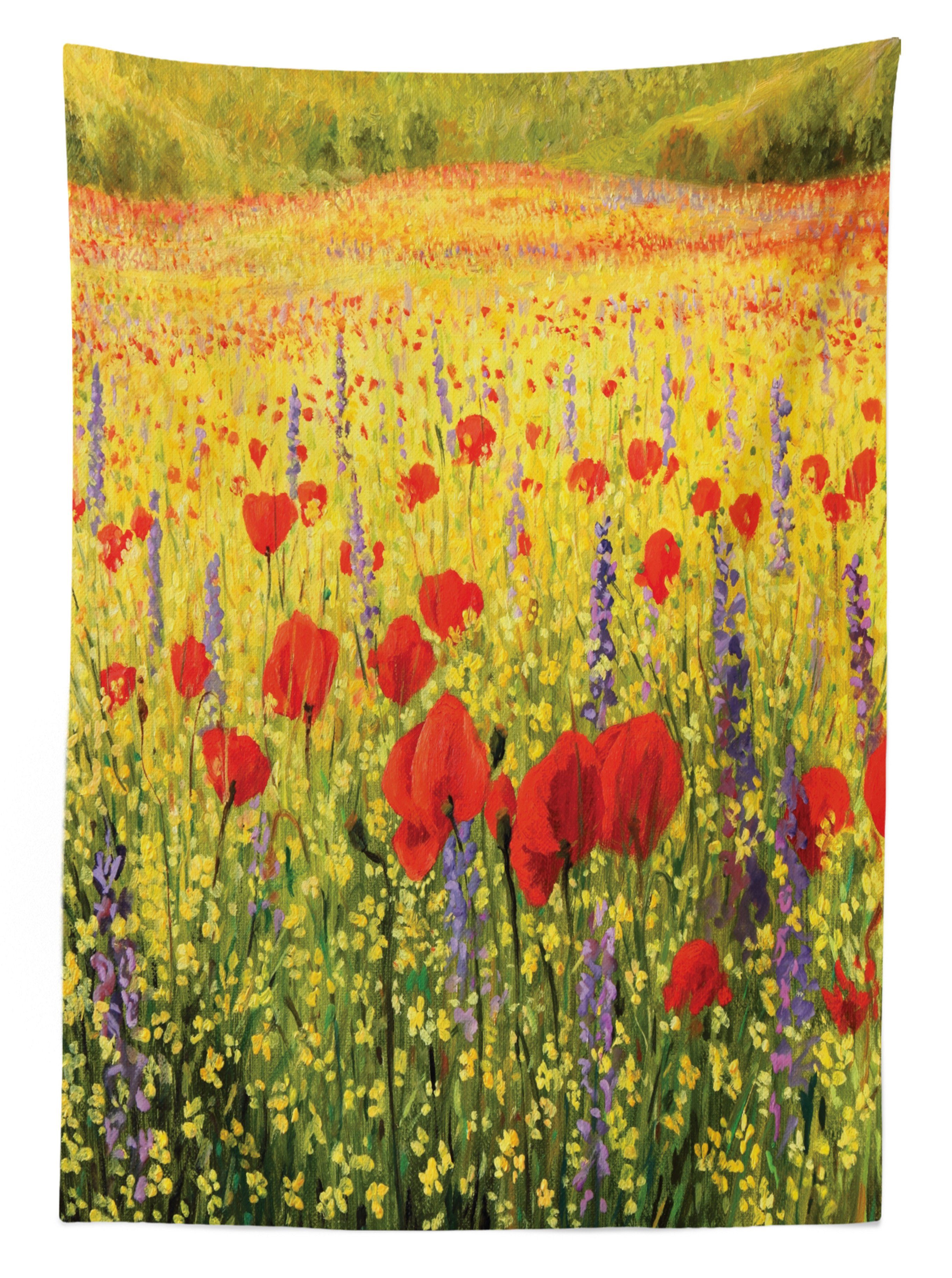 Blume Farben, Für geeignet Waschbar Farbfest Bereich Tischdecke Außen Klare Abakuhaus den Mohnblumen Feld Farm mit