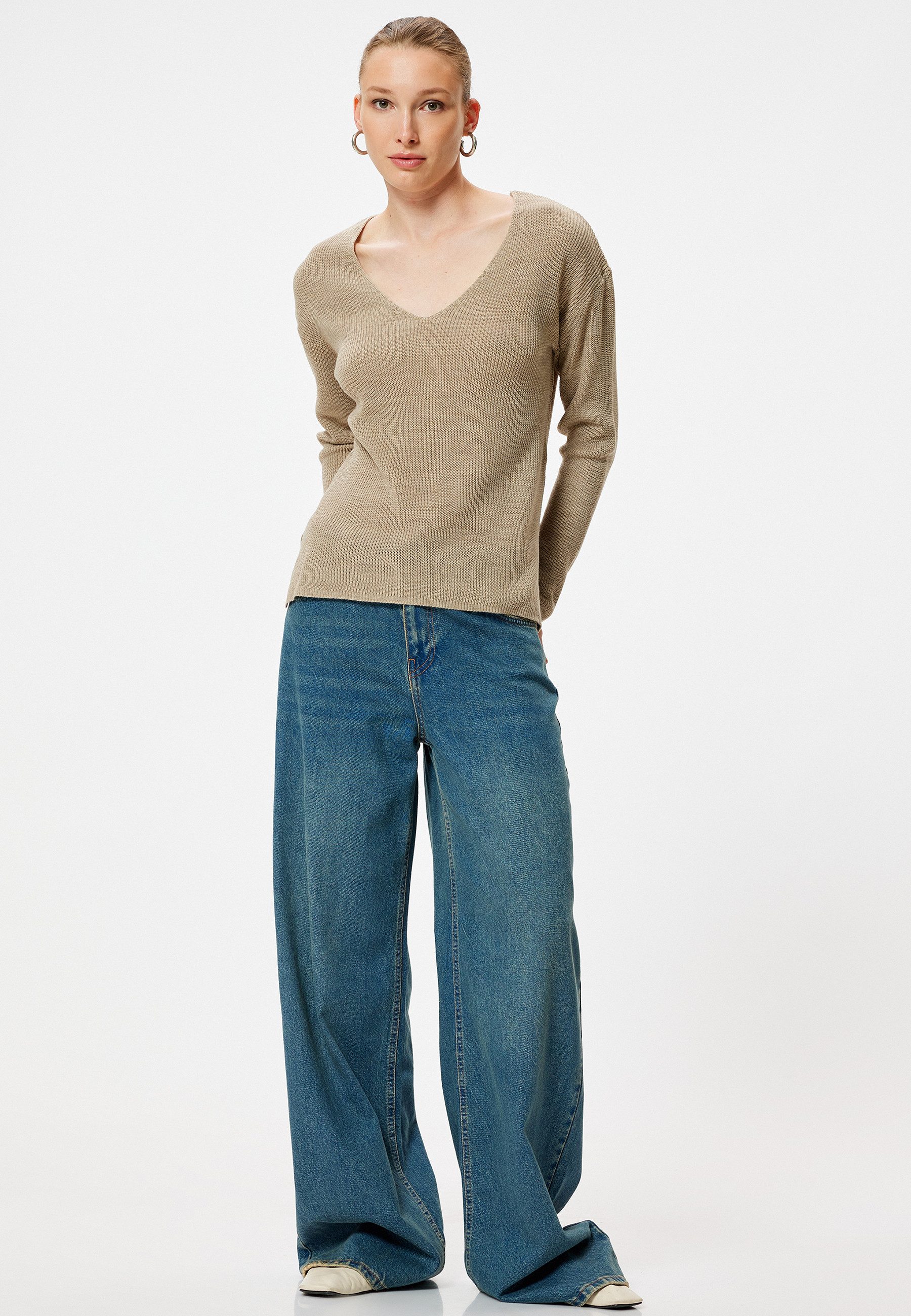 V-Ausschnitt-Pullover V-Kragen Oversize