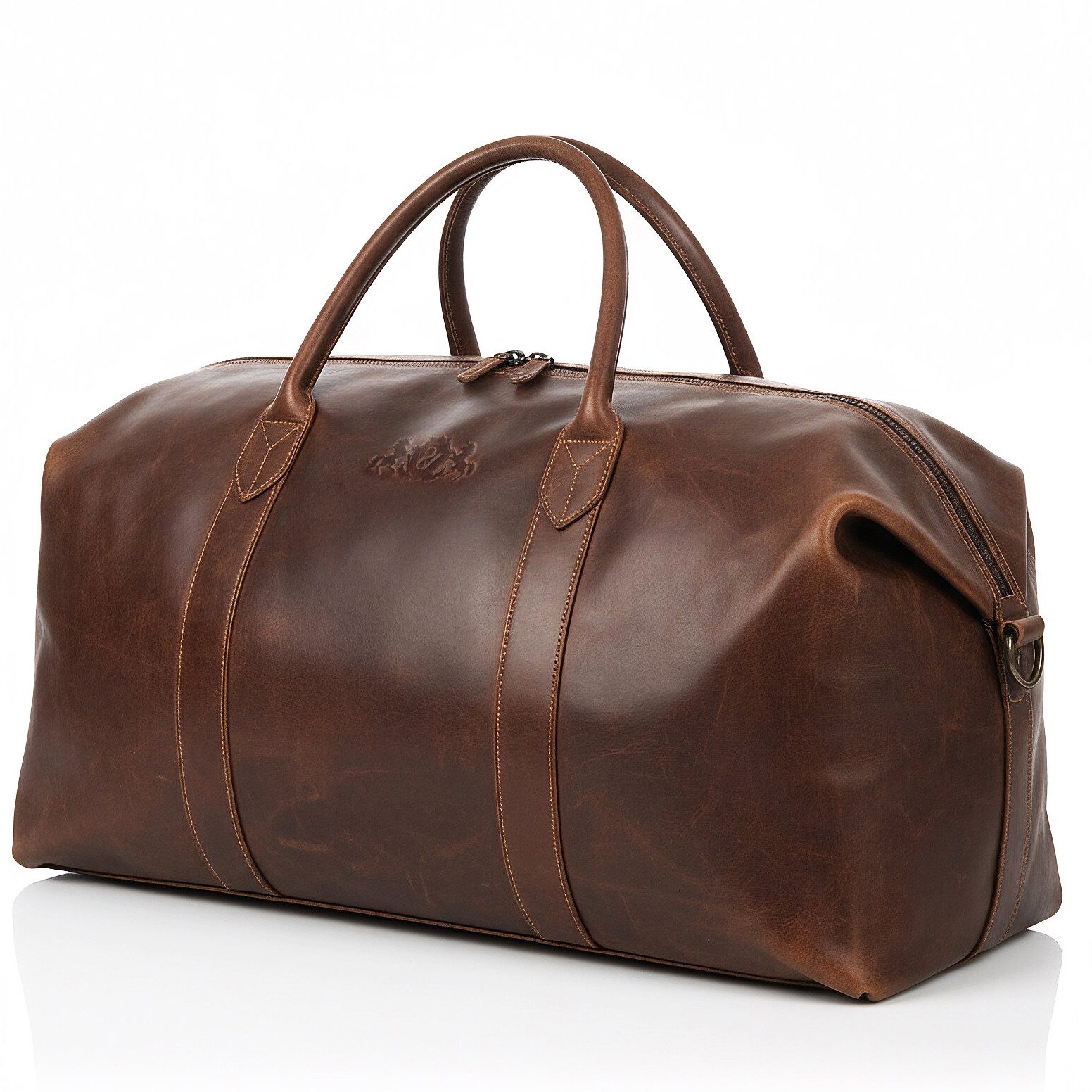 SID & VAIN Reisetasche echt Leder Weekender groß Ledertasche braun CHESTER, Echtleder Reisegepäck für Damen & Herren, Sporttasche XL braun-cognac