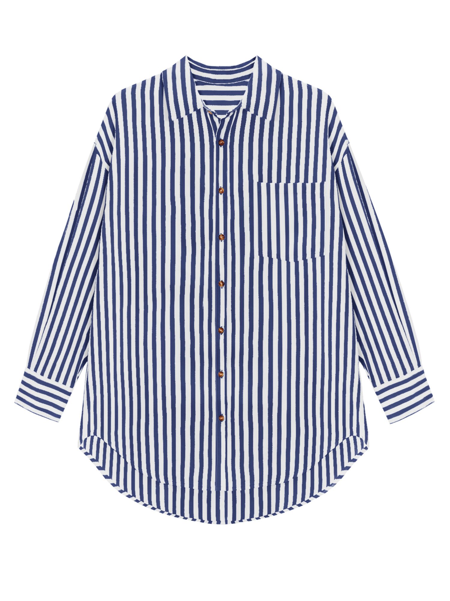 Imily Bela Blusenshirt Damen Übergroße gestreifte Button-Down-Hemden (Packu günstig online kaufen