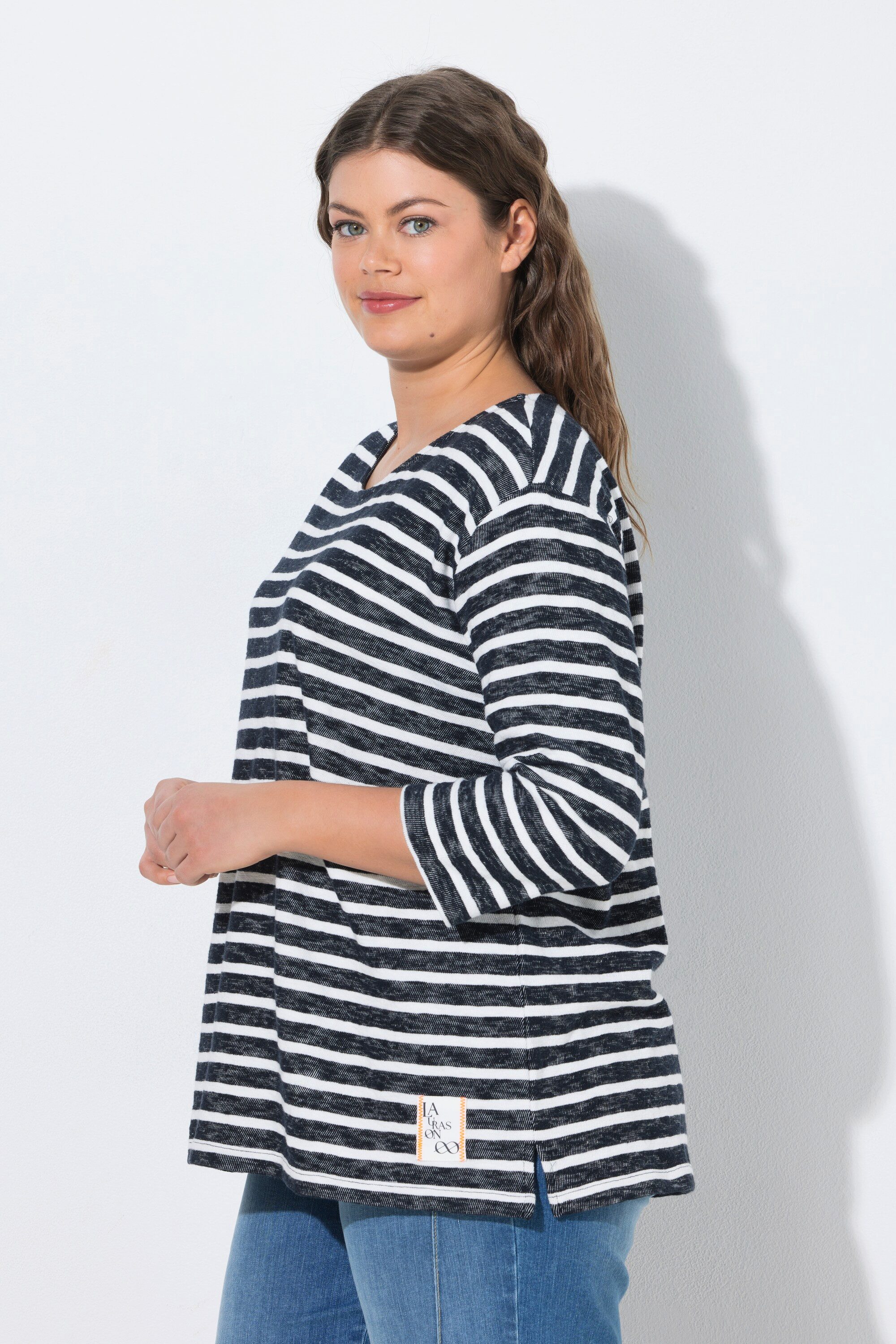 Laurasøn Sweatshirt Ringel Sweatshirt Rund Hals Ausschnitt 3/4 Arm – Bild 4 von 4