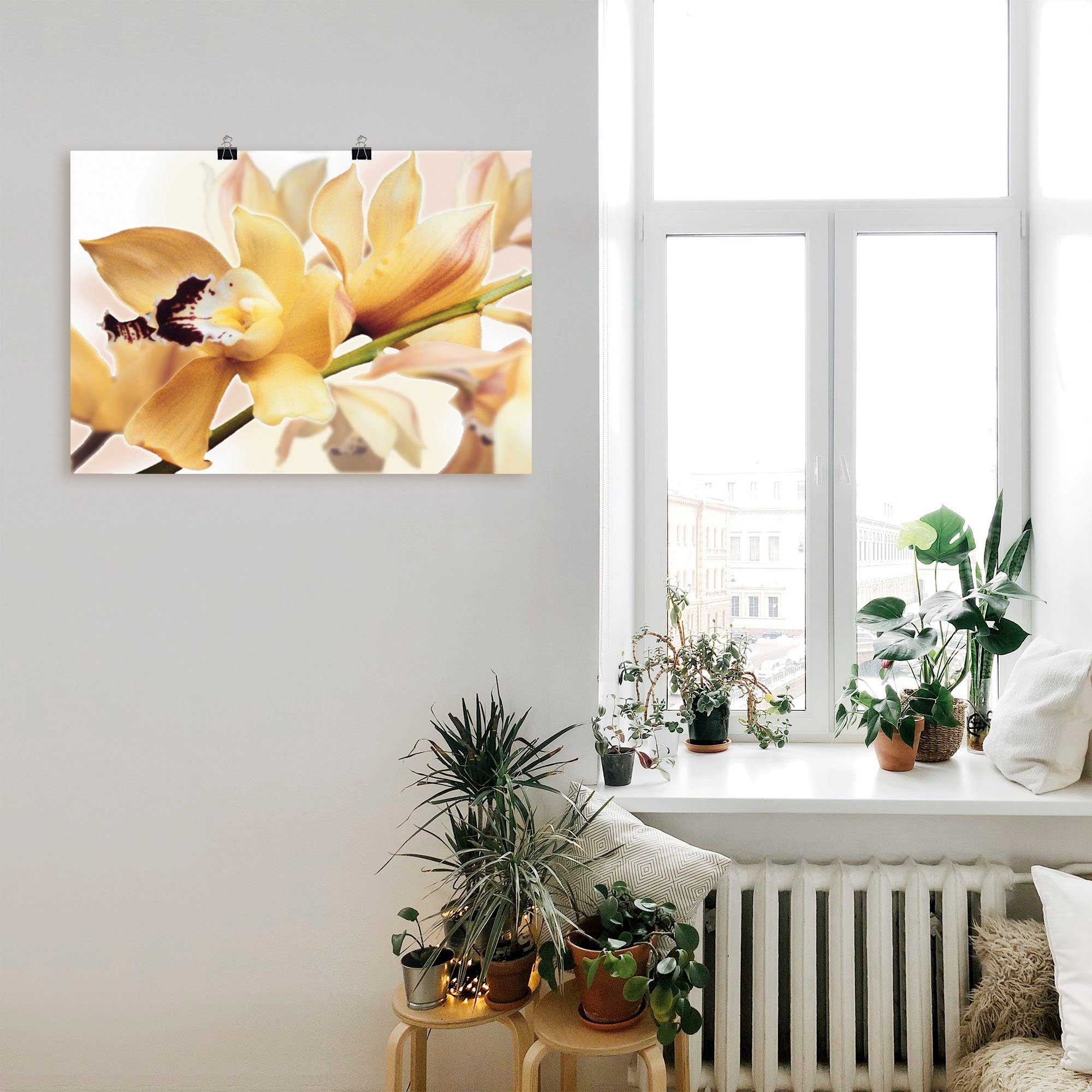 Größen Artland Blumenbilder Poster Orchidee, (1 Wandbild St), oder Alubild, Gelbe in Leinwandbild, Wandaufkleber versch. als