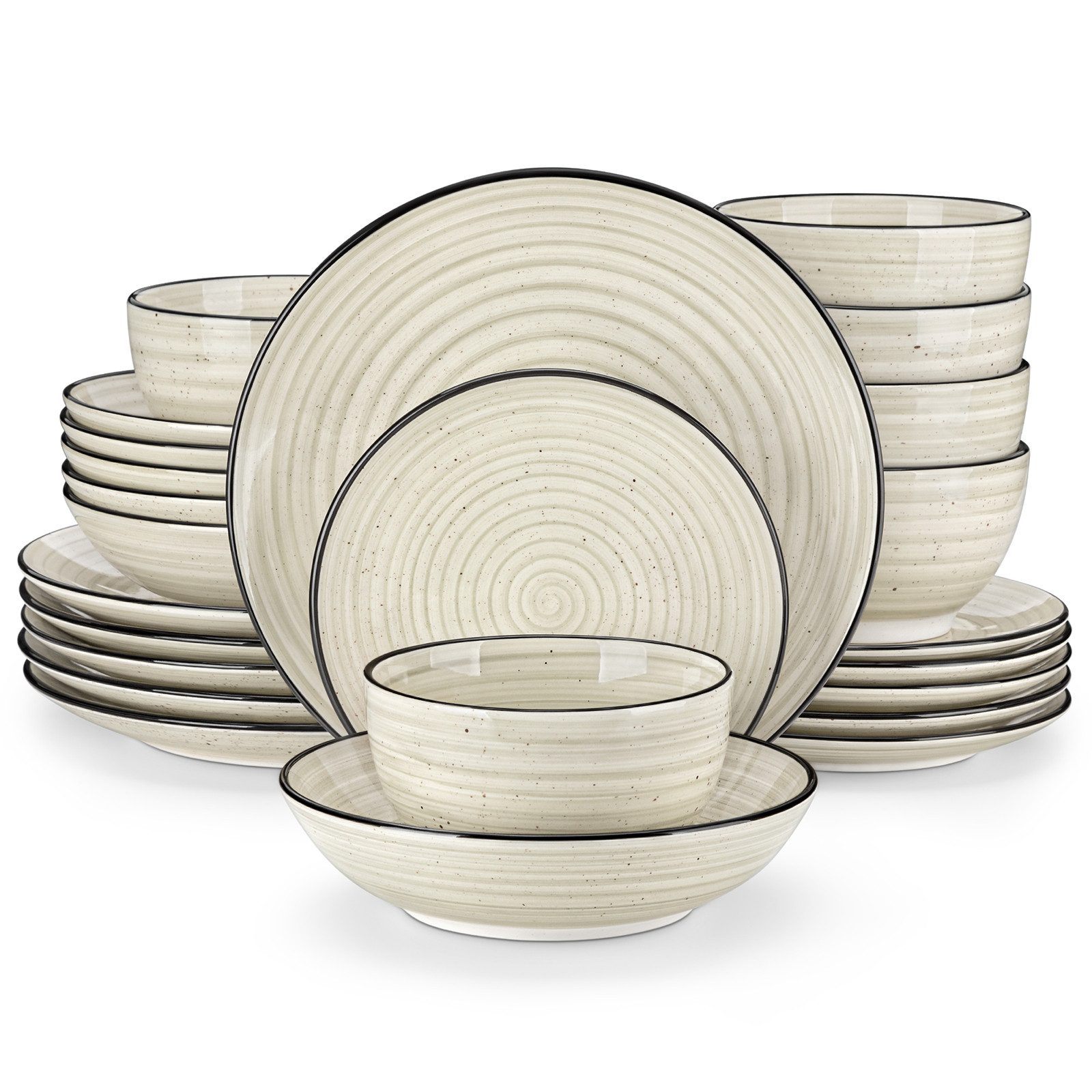 vancasso Geschirr-Set Gerschirrset, Steingut Tafelservice, für 6/4 (24-tlg), 6 Personen, Steingut