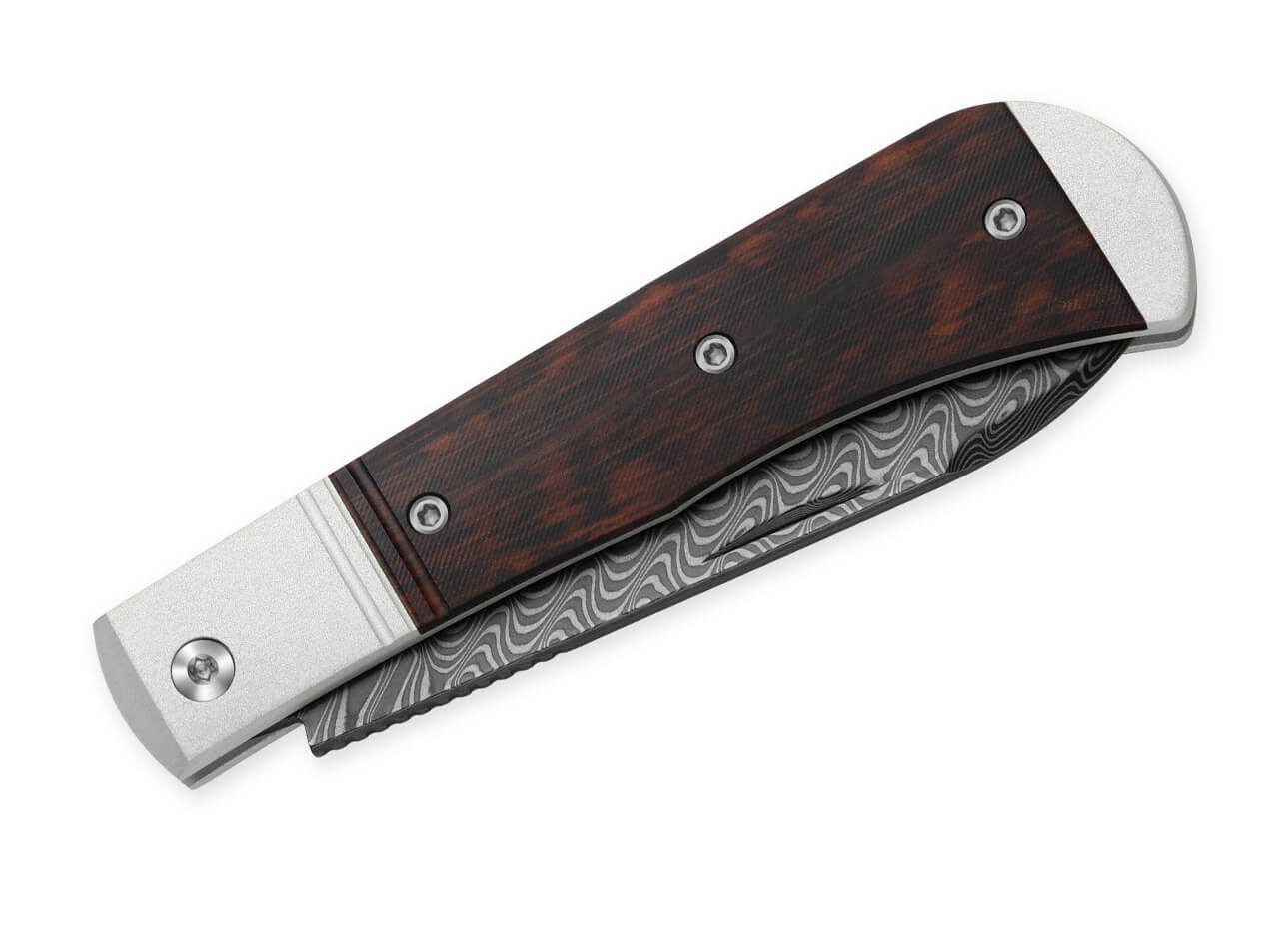 Kizer Taschenmesser Kizer Trestle D Damascus Aluminum & Leopard Wood, Taschenmesser, (1 St), Damaststahl, leicht