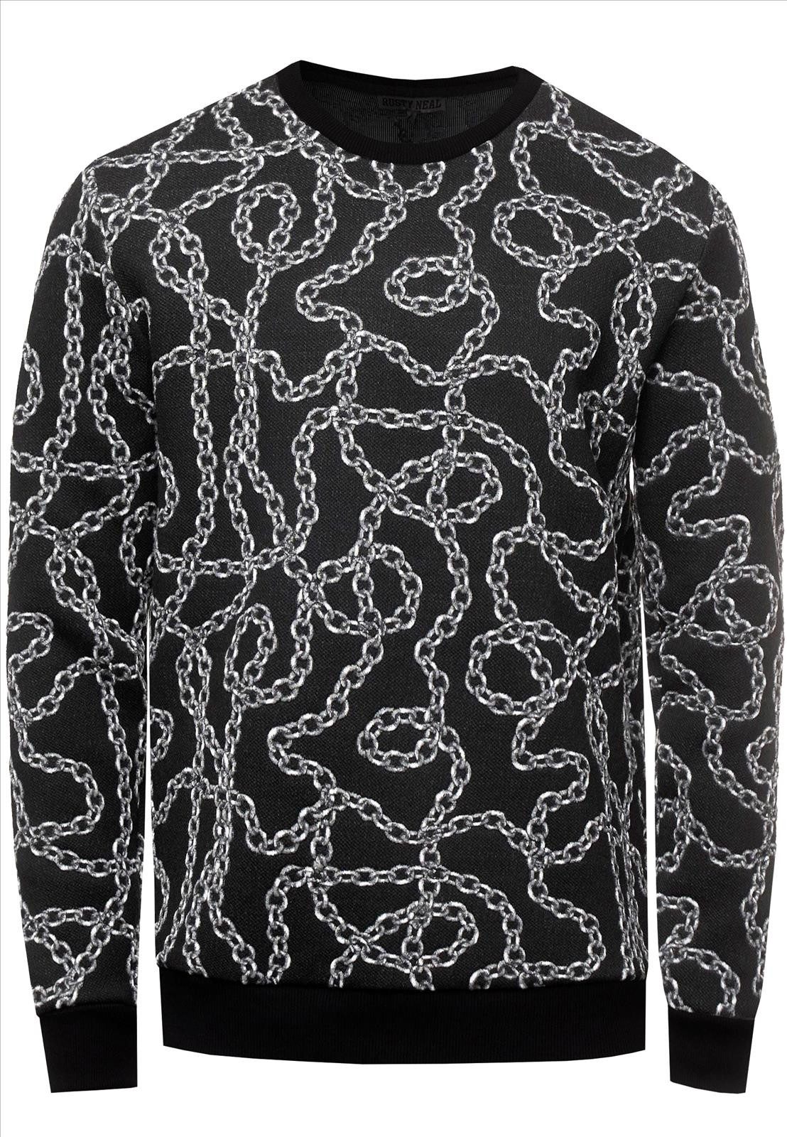 Rusty Neal Sweatshirt Rundhals-Sweater im Auffälligem Design Streetwear