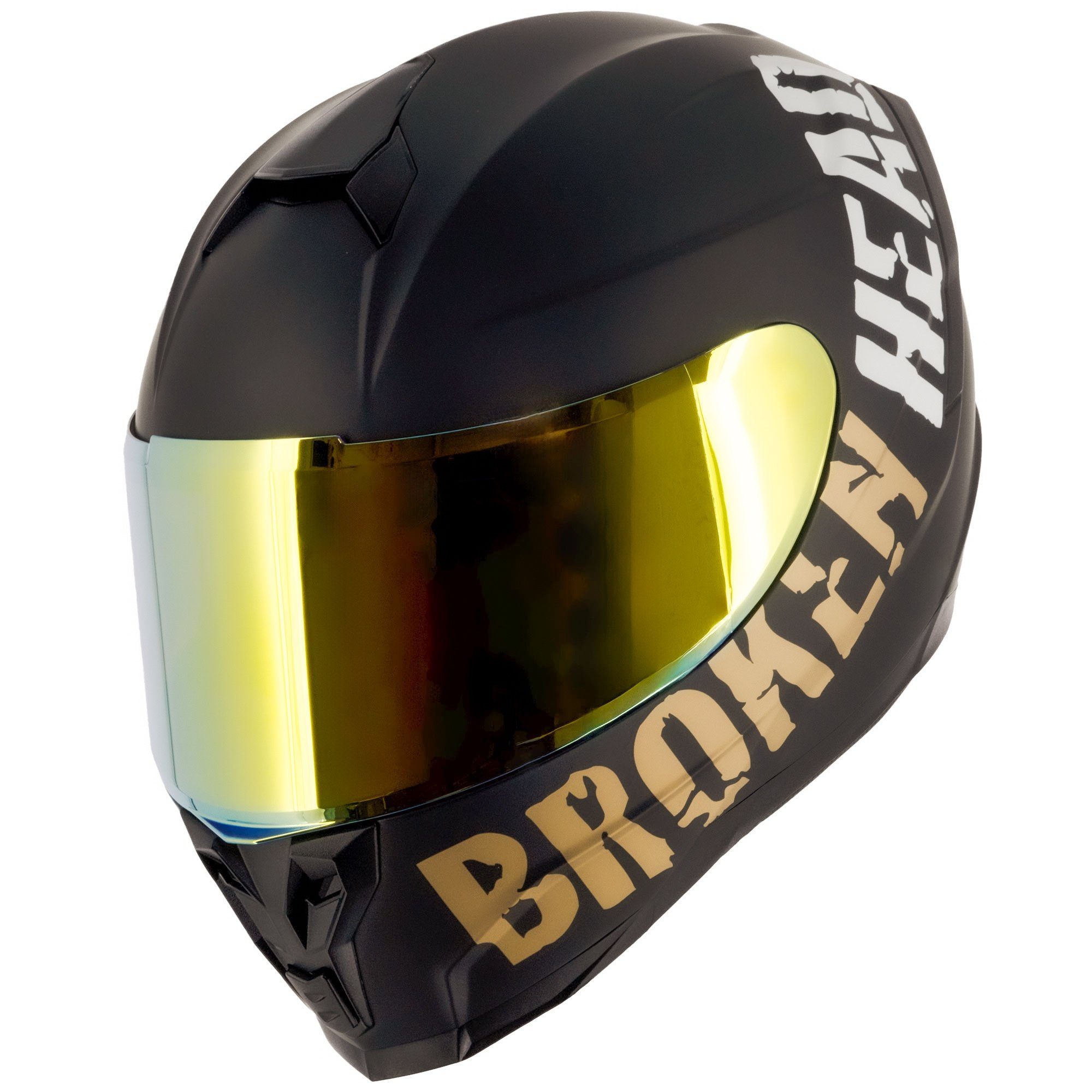 Broken Head Motorradhelm BeProud Sport Gold (Mit Gold Verspiegeltem Visier), Hochwertiges Design – Bild 5 von 5