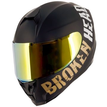 Broken Head Motorradhelm Broken Head BeProud Sport Gold (Mit Gold Verspiegeltem Visier), Hochwertiges Design