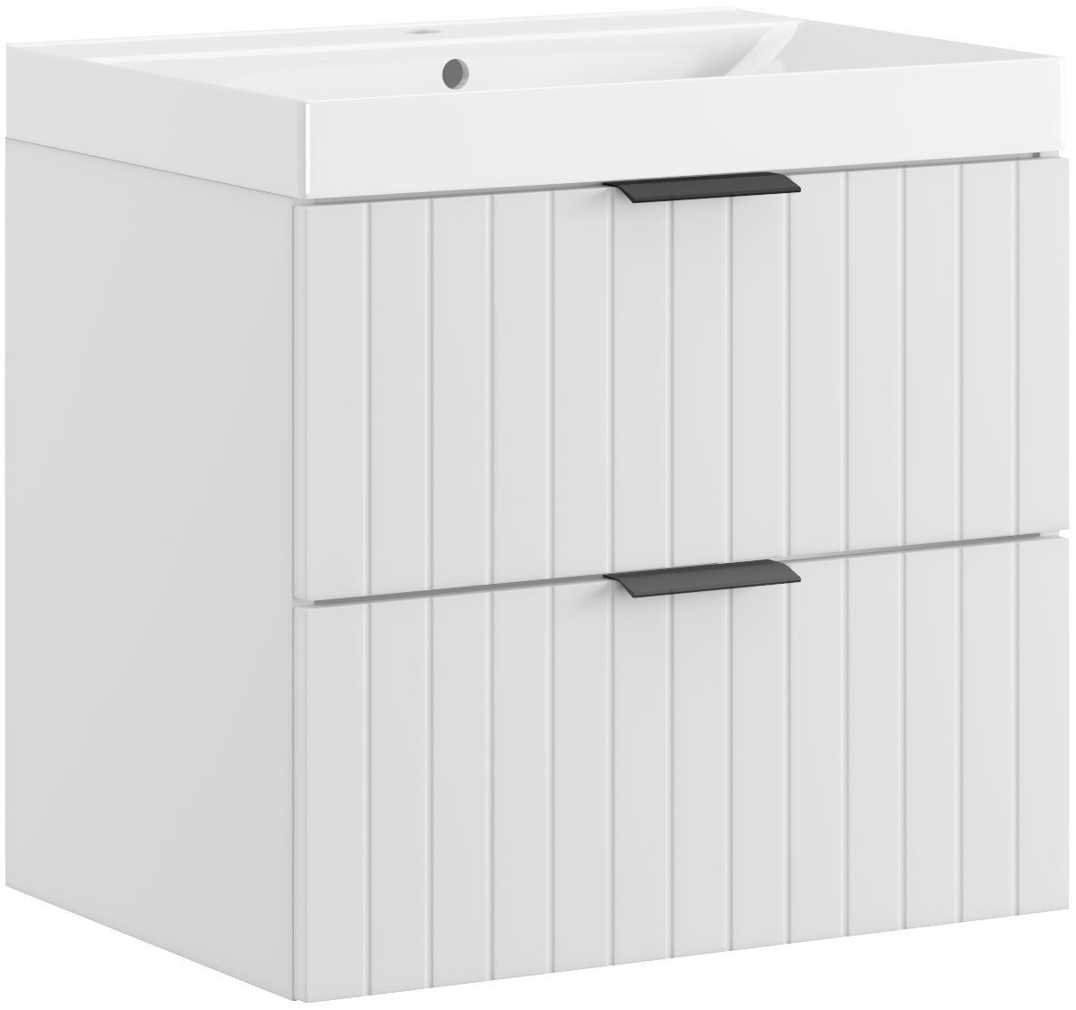 welltime Waschtisch HARMONY mit Waschbecken, Breite 60 oder 80cm, modernes Design, Schrank mit 2 Schubladen, Soft-Close-Function, Paneeloptik