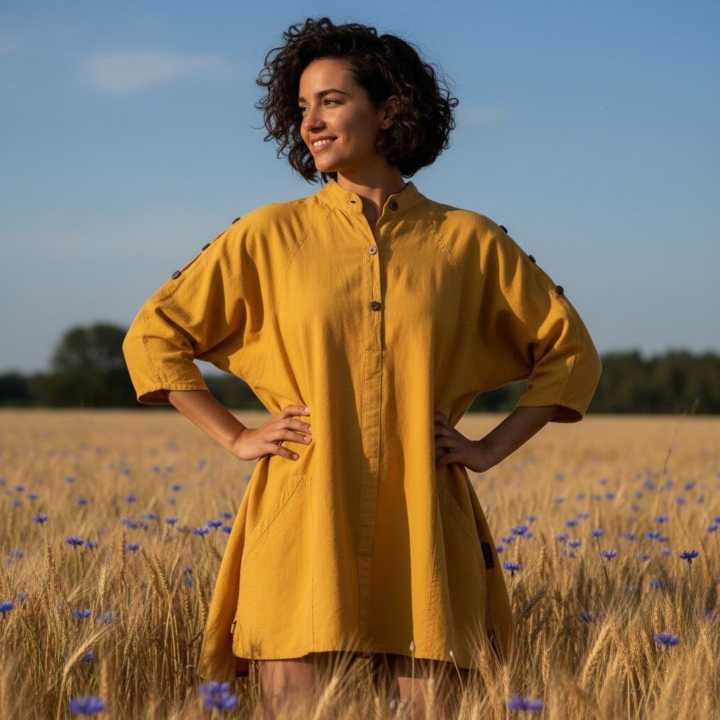 Guru-Shop Longbluse Bequeme Baumwoll-Tunikabluse mit Kokosknöpfen,.. günstig online kaufen