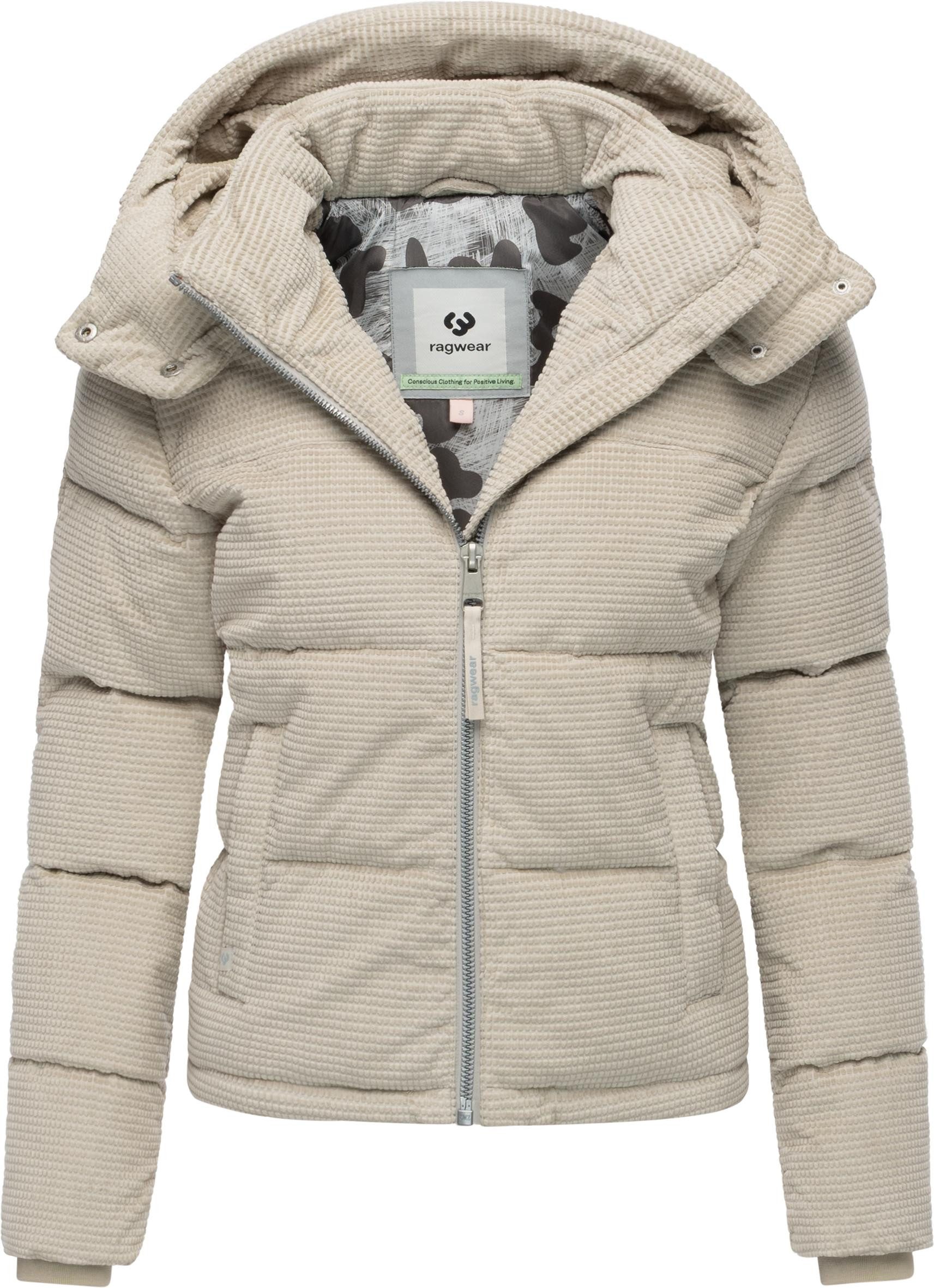 Ragwear Steppjacke Roobie Cordy Wasserdichte Winterjacke aus Kord mit abnehmbarer Kapuze