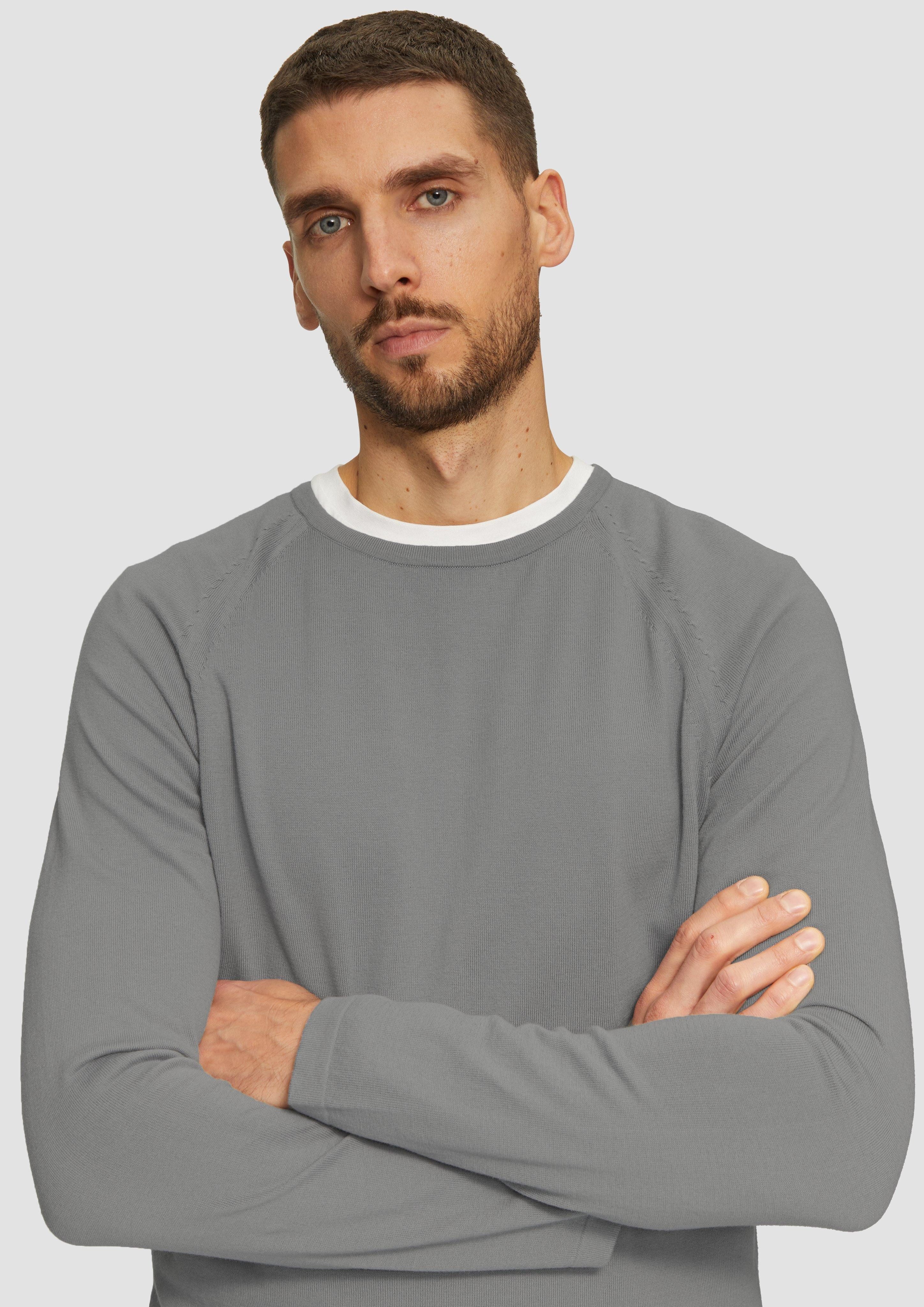 s.Oliver Strickpullover Feinstrickpullover mit Raglanärmeln Logo günstig online kaufen