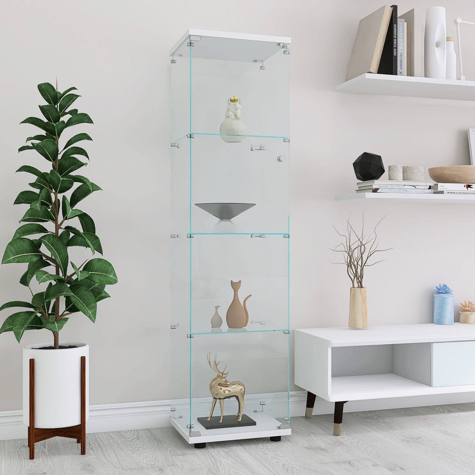 FUROKOY Glasvitrine Standvitrine, Modern Glas Vitrinenschrank günstig online kaufen