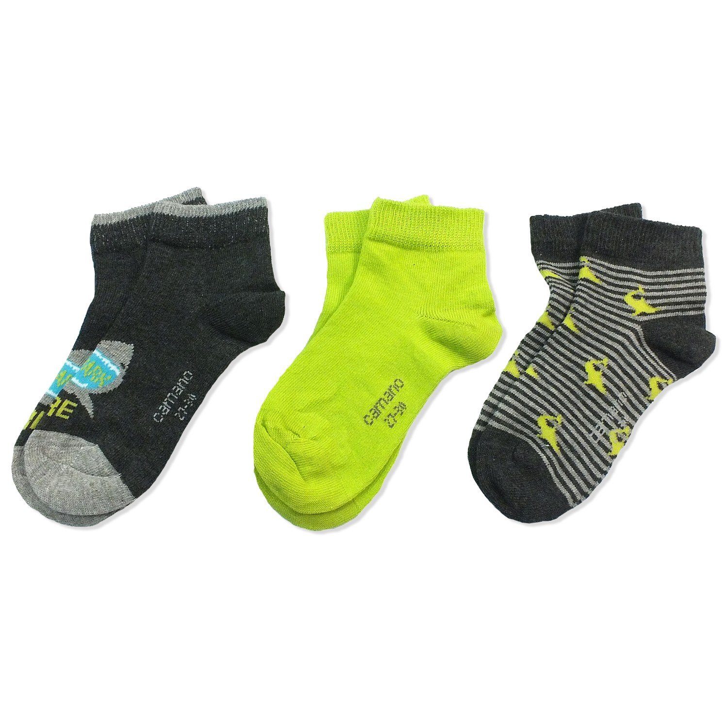 3-Paar, (Packung, Mädchen 05 Socken 3 Quarter-Socken Kinder Baumwolle Jungen Camano black Paar) CA3842 Sneakersocken Sneakersocken