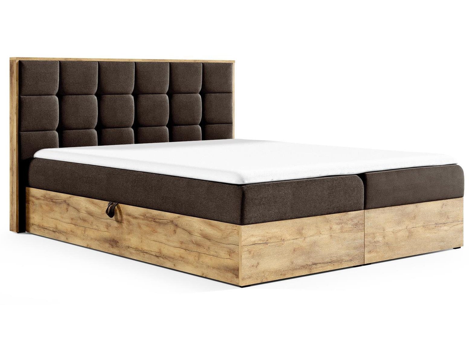 Beautysofa Boxspringbett WOOD1 mit Bettkästen und Topper (hoher Schlafkomfort, Doppelbett mit 2 Bettkästen), verschiedene Größen und Farben