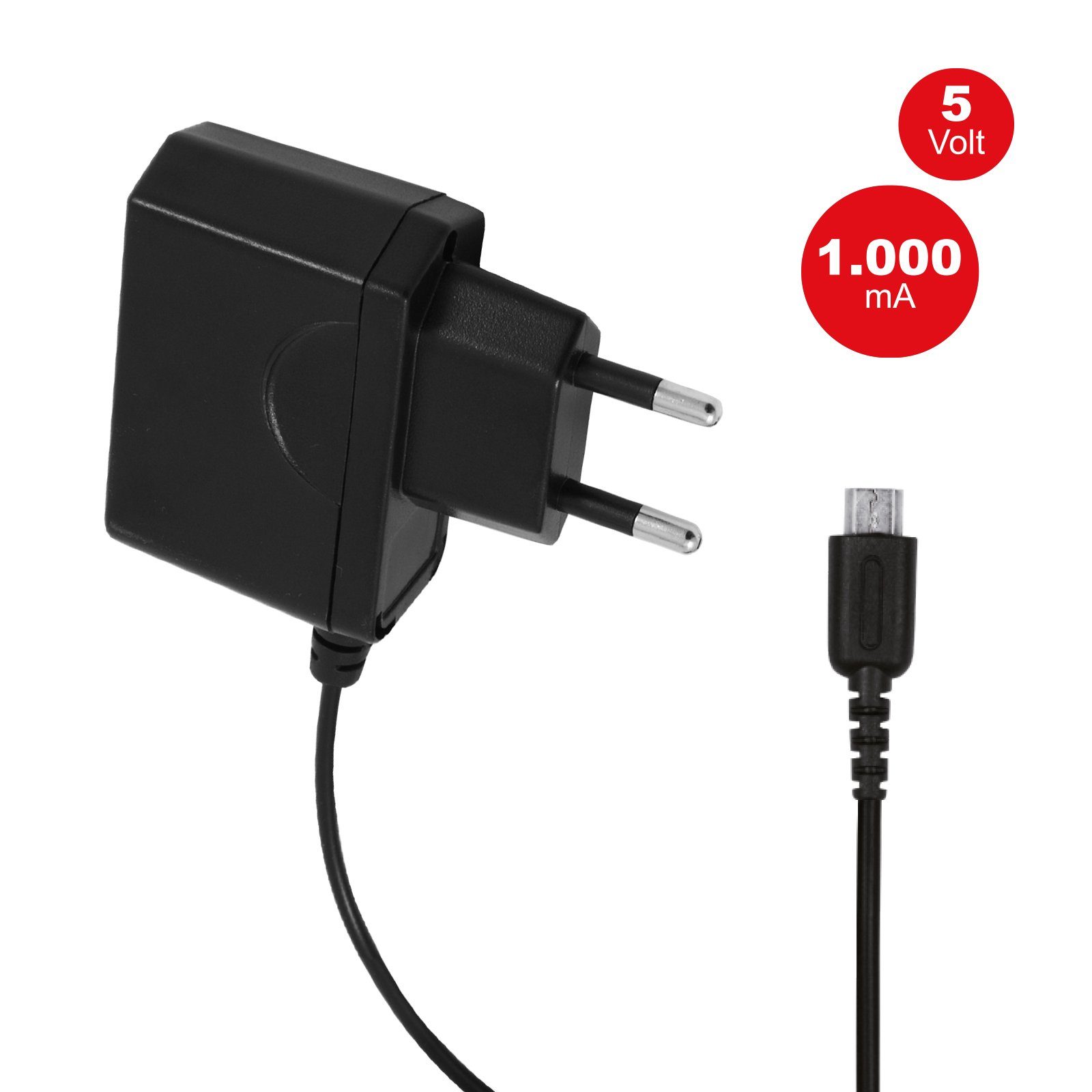 EAXUS Ladekabel für Nintendo DS lite Konsolen-Ladestation (1000,00 mA, Netzteil mit 1000 mA Schnellladung für NDSL)
