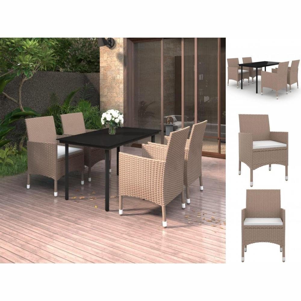vidaXL GartenEssgruppe 5tlg GartenEssgruppe mit Auflagen Polyrattan