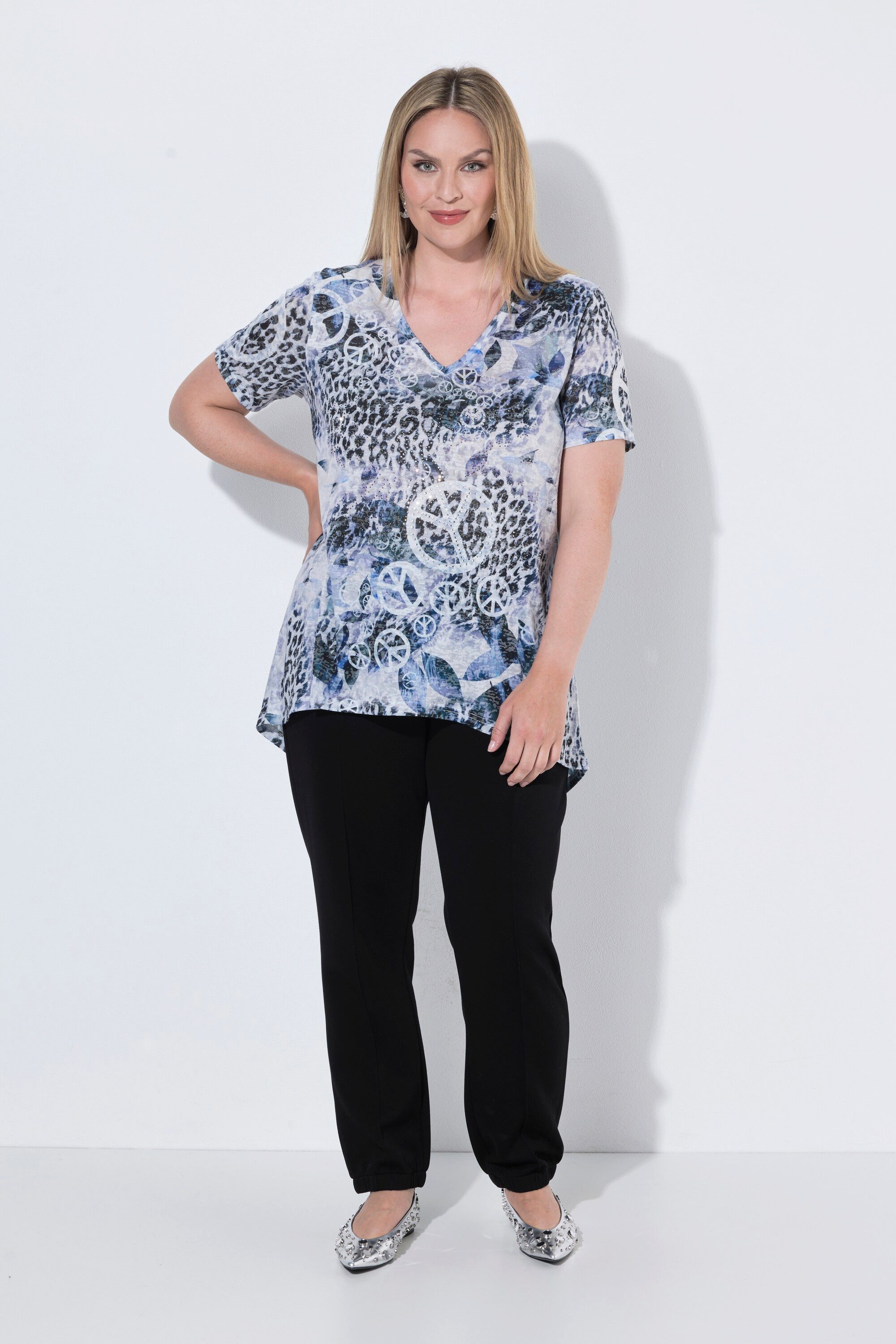 MIAMODA T-Shirt T-Shirt A-Linie Ausbrennerjersey Animal-Muster