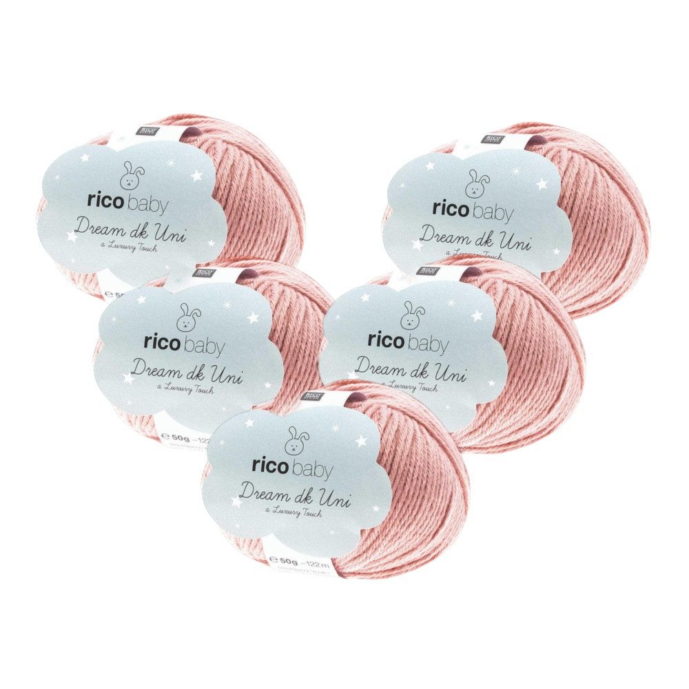 Rico Design 5 x RICO BABY DREAM DK UNI Häkelwolle, 230 m