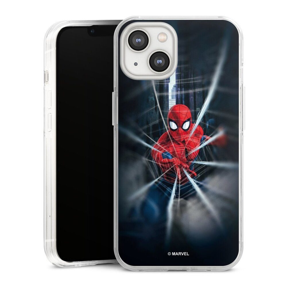 DeinDesign Handyhülle Marvel Kinofilm Spider-Man Webs In Action, Apple iPhone 14 Hülle Bumper Case Handy Schutzhülle Smartphone Cover