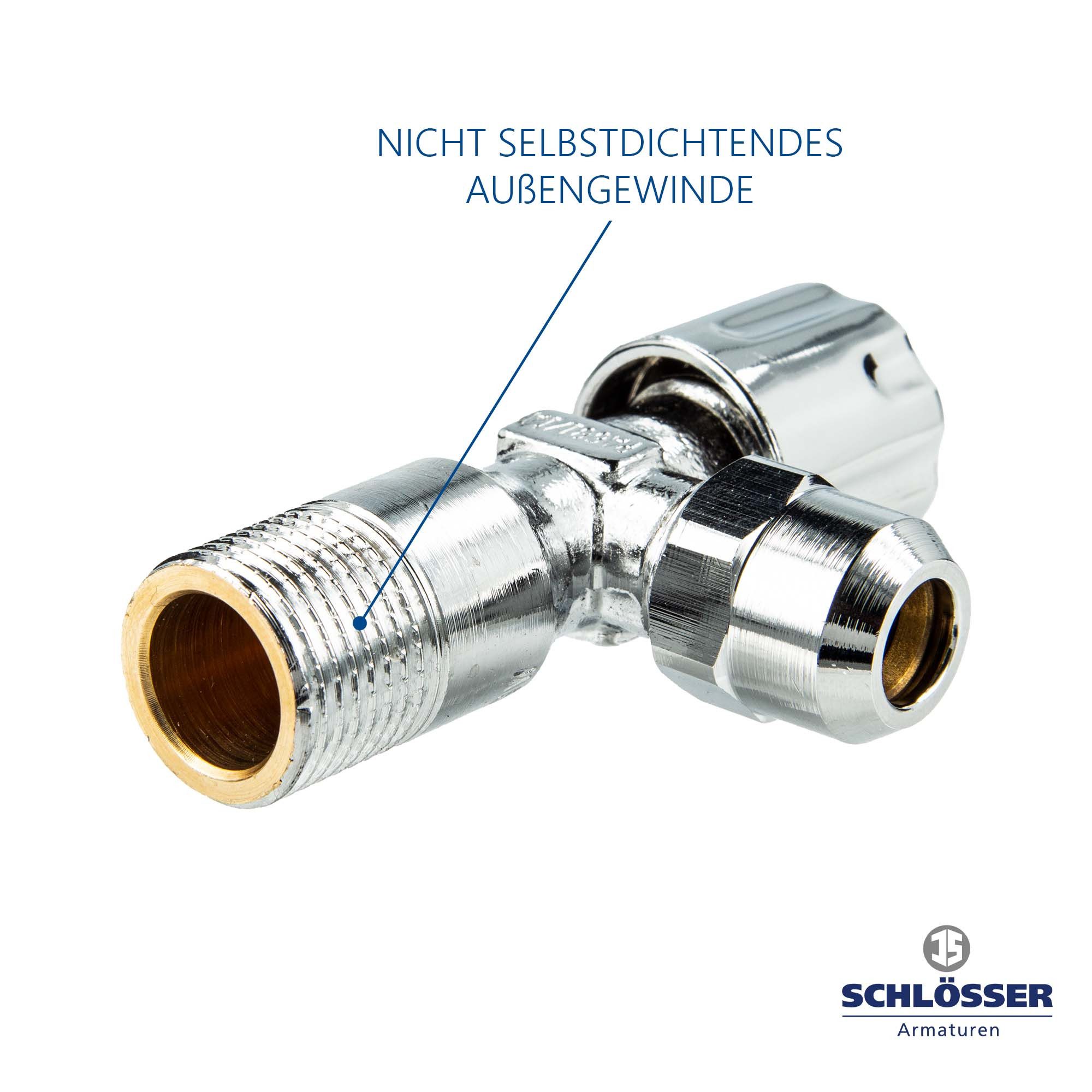 Schlösser Eckventil Profi Eckventil - DVGW - geprüft - Messing verchromt