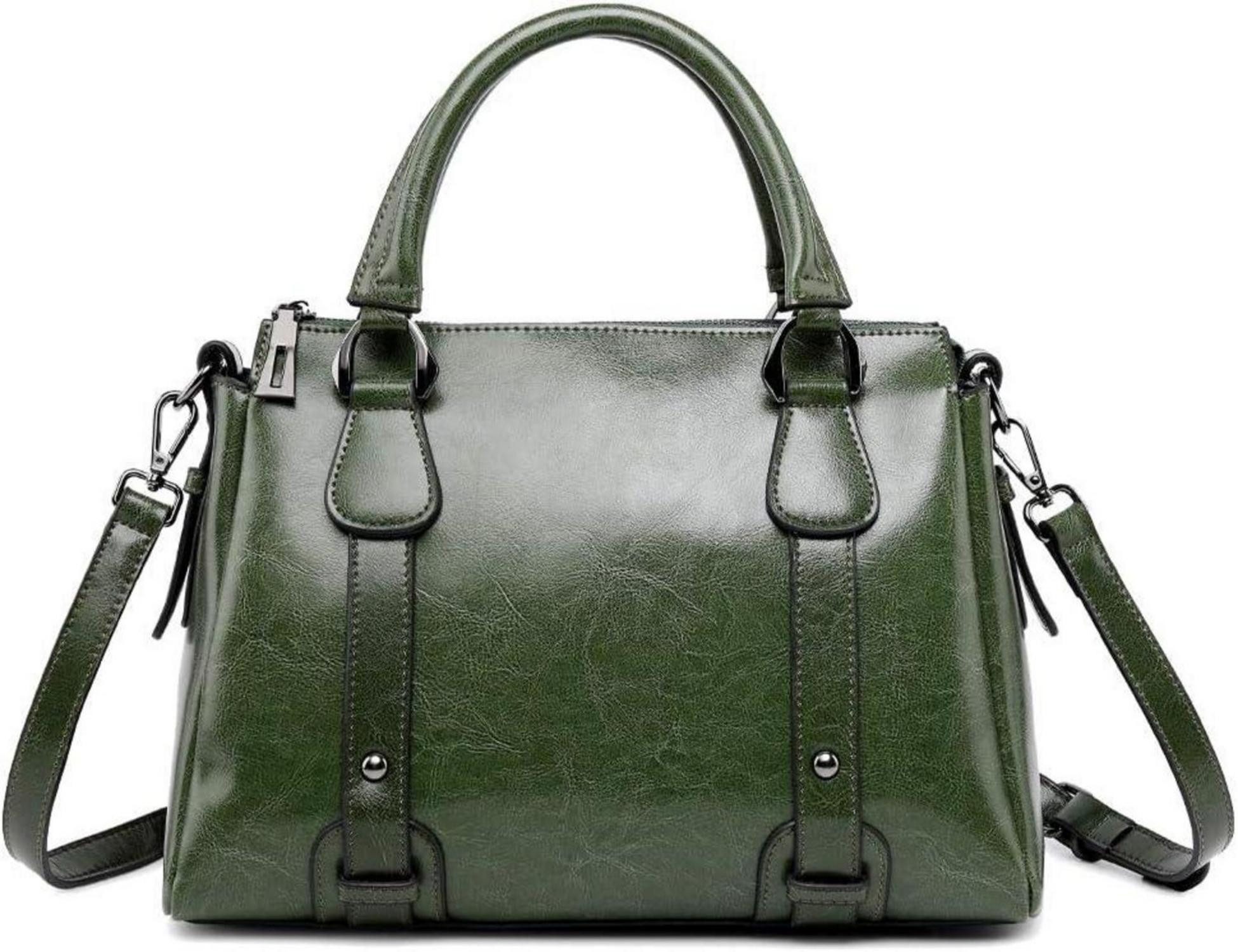 Handtasche Damen Leder Handtasche Henkeltasche Umhängetasche Grüner Stil