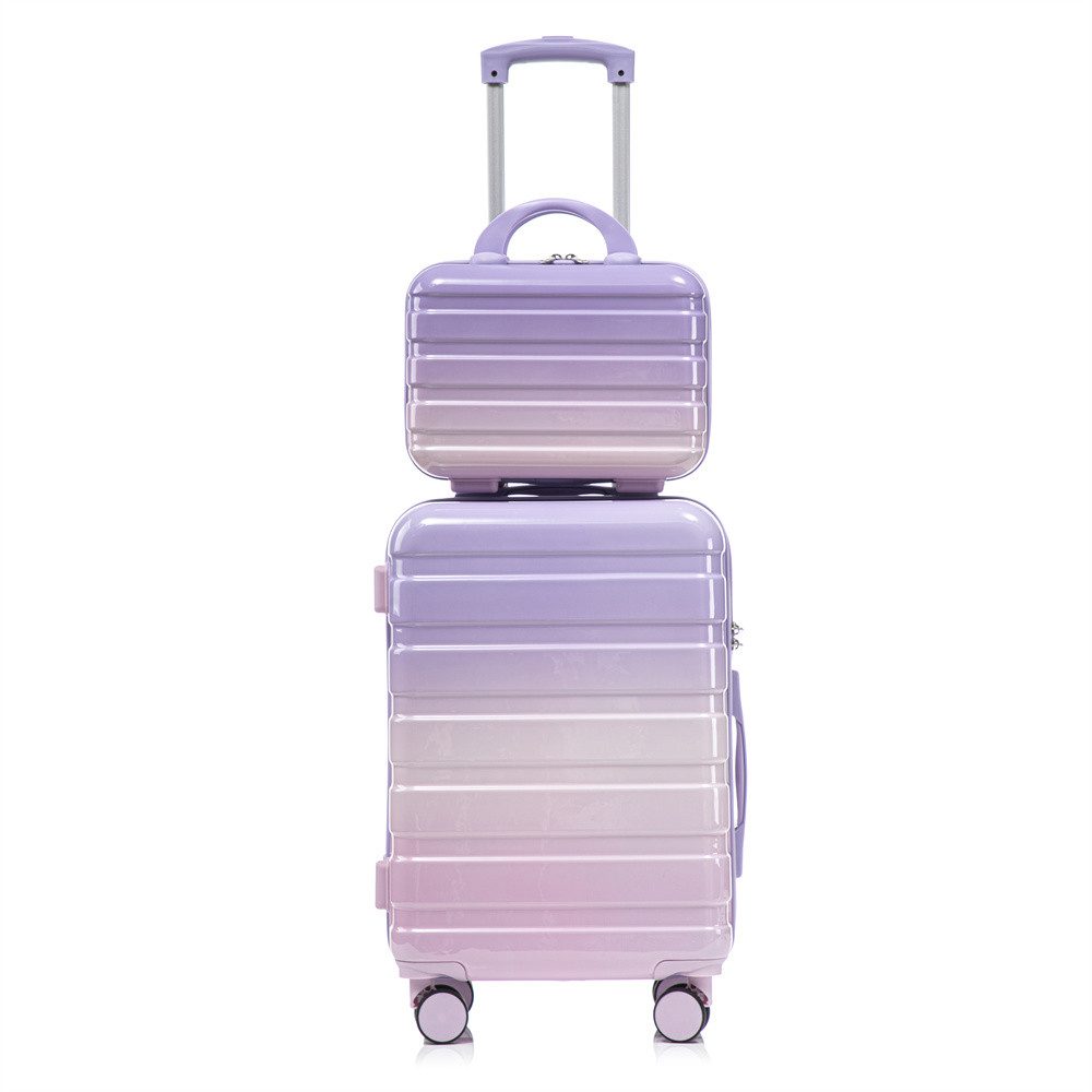 REDOM Kofferset Spinner-Kofferset, 4 Rollen, (mit Seitenhandgriffen, Schutzfüßen – Integriertes Zahlenschloss & 14" Kosmetiktasche, 2 tlg)