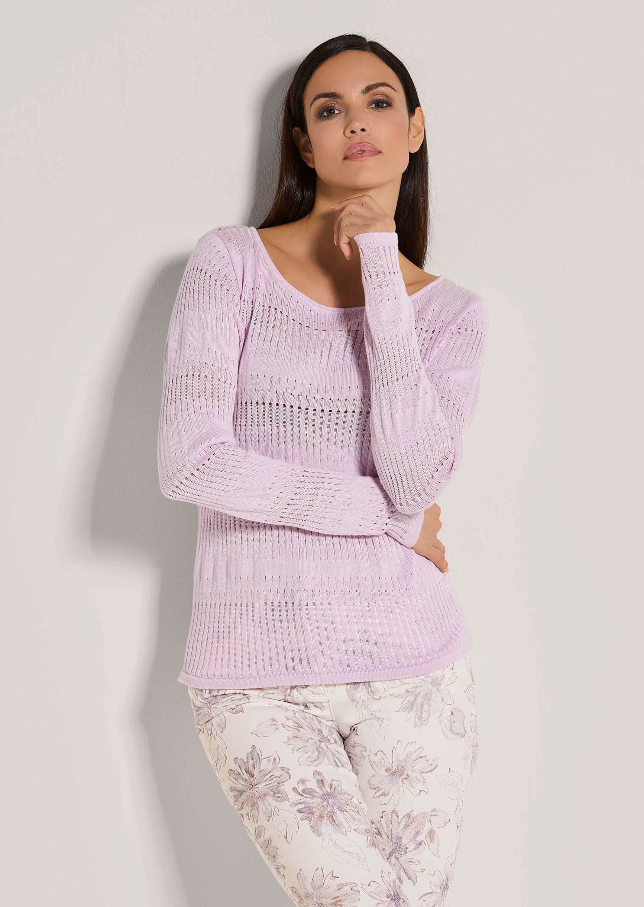 Strickpullover Rundhals-Pullover im Muster-Mix