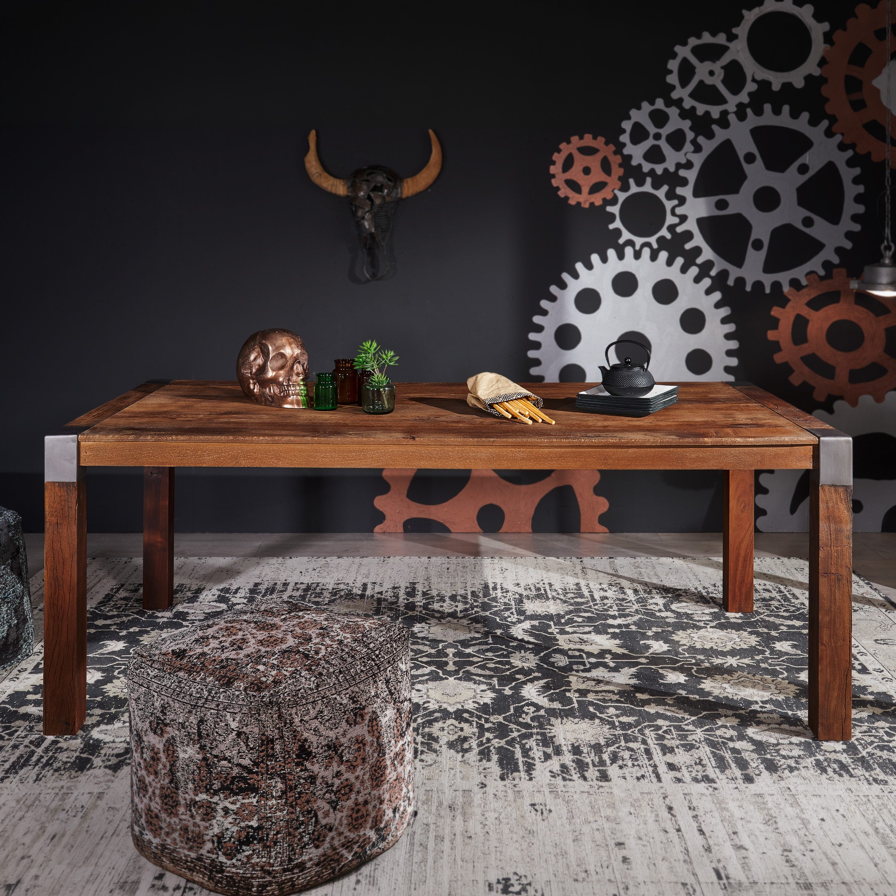Massivmoebel24 Esstisch AMSTERDAM#13 (Massivholz, Massivholztisch), Esstisch Mango 160x90x76 braun lackiert Amsterdam #13