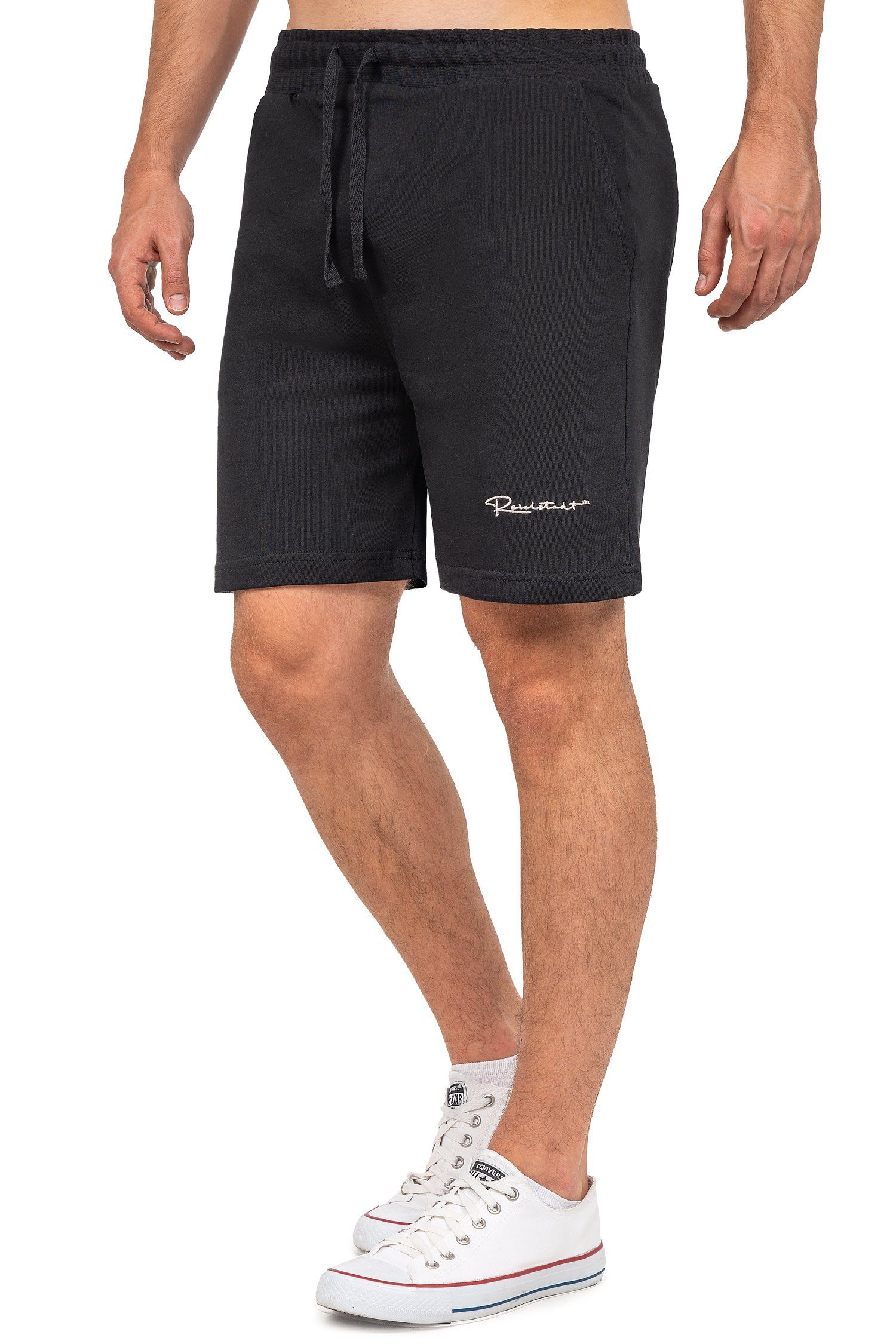 Casual Mit Shorts 23RS043 hochwertigem Kurze Stitching Hose (1-tlg) Schwarz Reichstadt