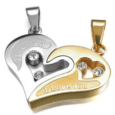 Schmuck-Elfe Partnerkette Herz I Love You Wärme (Set), 4tlg. Set