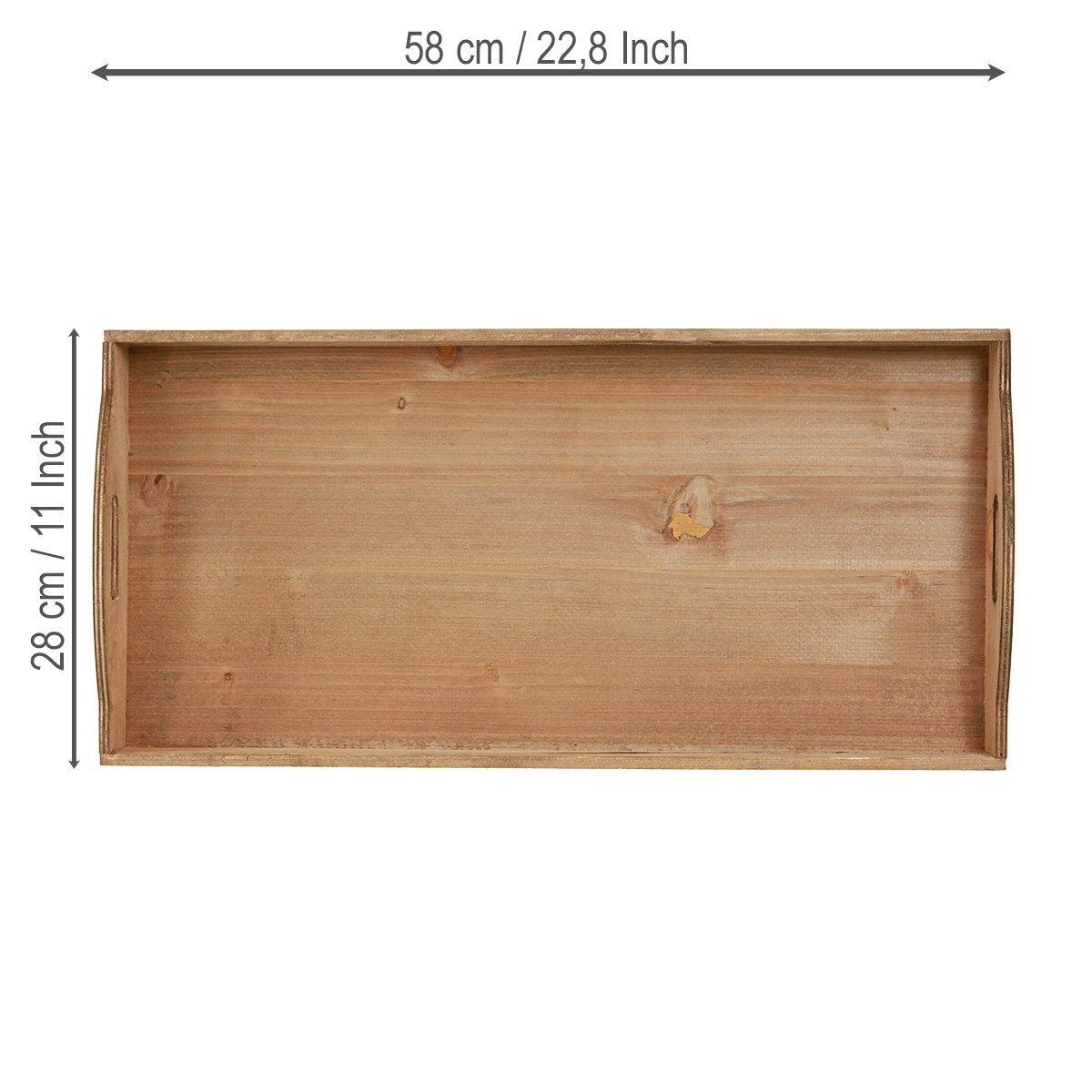 DIJK Dekokorb Deko Holz Tablett Vintage Natur Länglich FSC 58x28x6cm