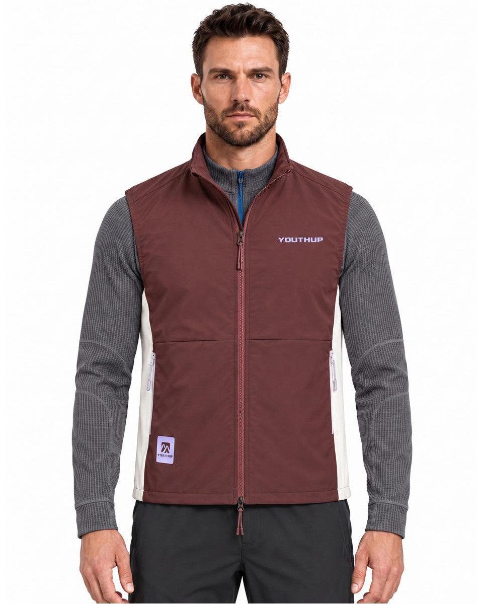 YOUTHUP Softshellweste Herren Slim Fit Outdoorweste mit Zwei-Wege-Reißverschluss