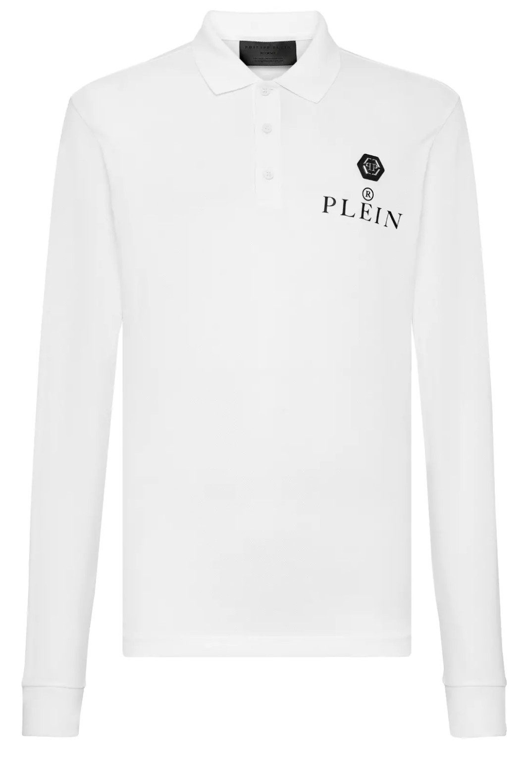 PHILIPP PLEIN Langarm-Poloshirt ikonische PP-Hexagon-Patch günstig online kaufen