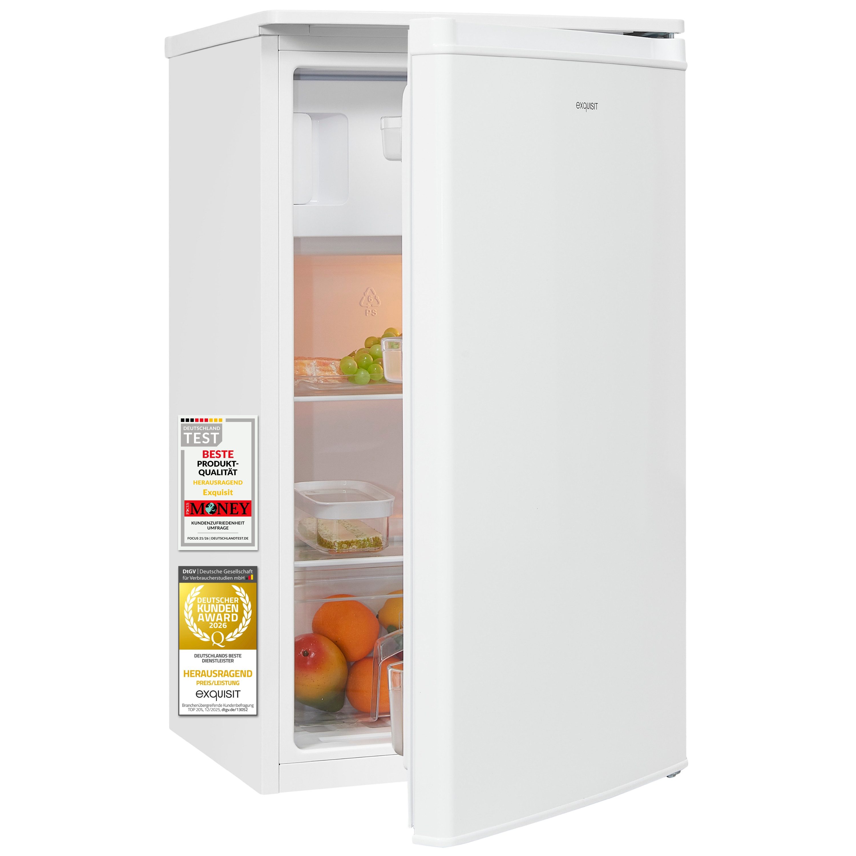 exquisit Kühlschrank KS5117-3-040E, 85 cm hoch, 48 cm breit, LED, Türanschlag wechselbar, Gemüsefach, Temperaturregelung