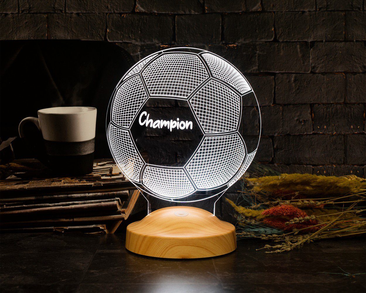 Fußball Geschenk Fussball Fußballspieler, Nachtlicht fest 3D Jungen Farben integriert, Fans, für Geburtstagsgeschenk für Nachttischlampe Geschenkelampe 7 LED Leuchte