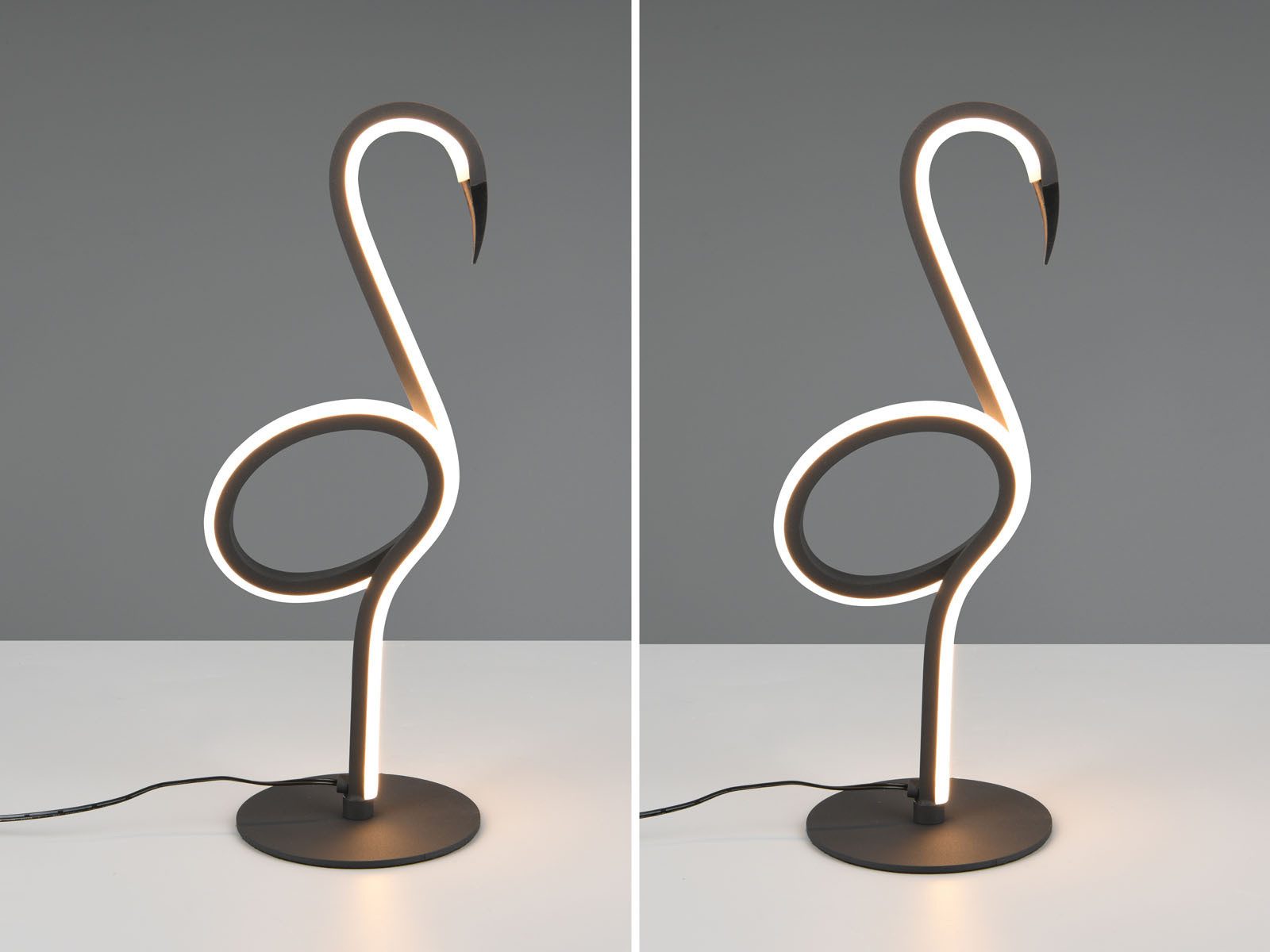 Reality Leuchten LED Nachttischlampe, LED fest integriert, Warmweiß, besondere Designer Tischbeleuchtung, Dekoleuchte Flamingo Schwarz 35cm