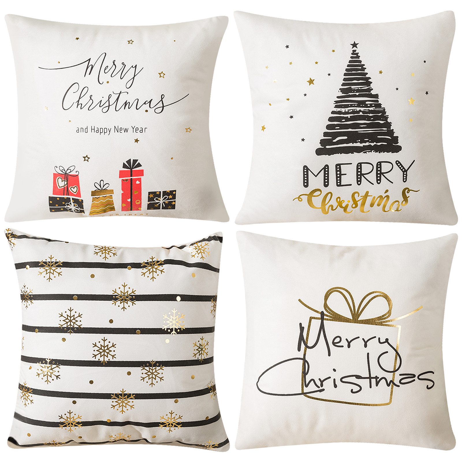Qelus Kissenbezüge Kissenbezüge 4er Set Weihnachten 45cm*45cm Kissen Bezug günstig online kaufen