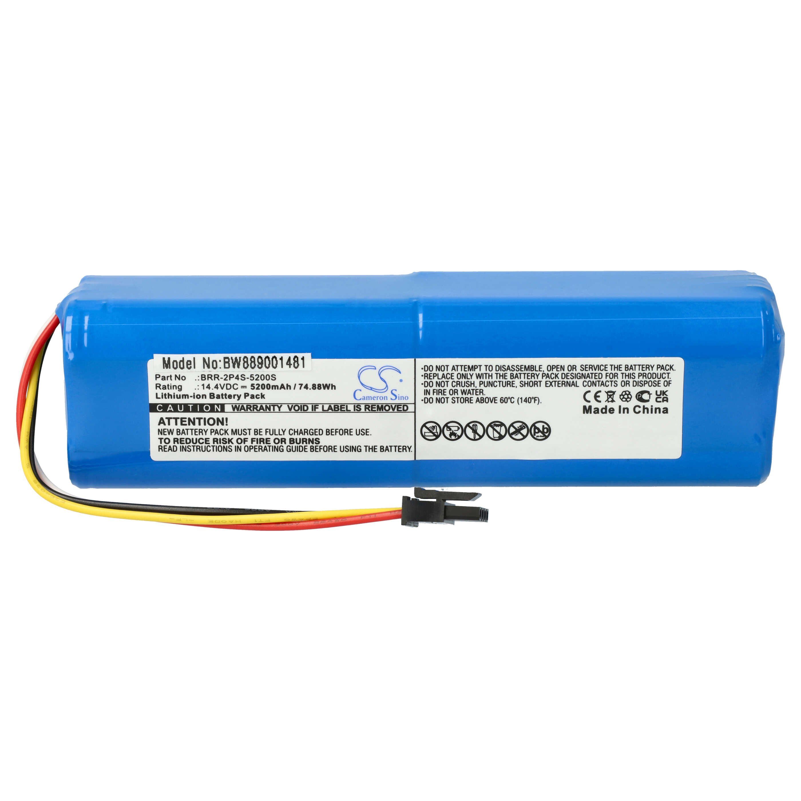 vhbw Akku passend für Xiaomi Mi Robo Saugroboter (5200 mAh, 14,4 V, Li-Ion) Staubsauger-Akku Akku Li-Ion 5200 mAh (14,4 V, 1 St), Leistungsfähiger Austausch-Akku für Ihren Saugroboter