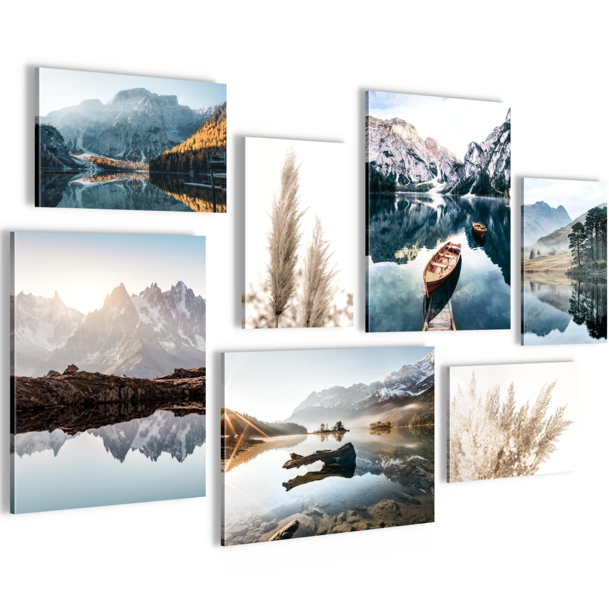 Novart Wandbild Wandbilder Set Landschaft Natur See Berge 100x70 cm, Berge günstig online kaufen