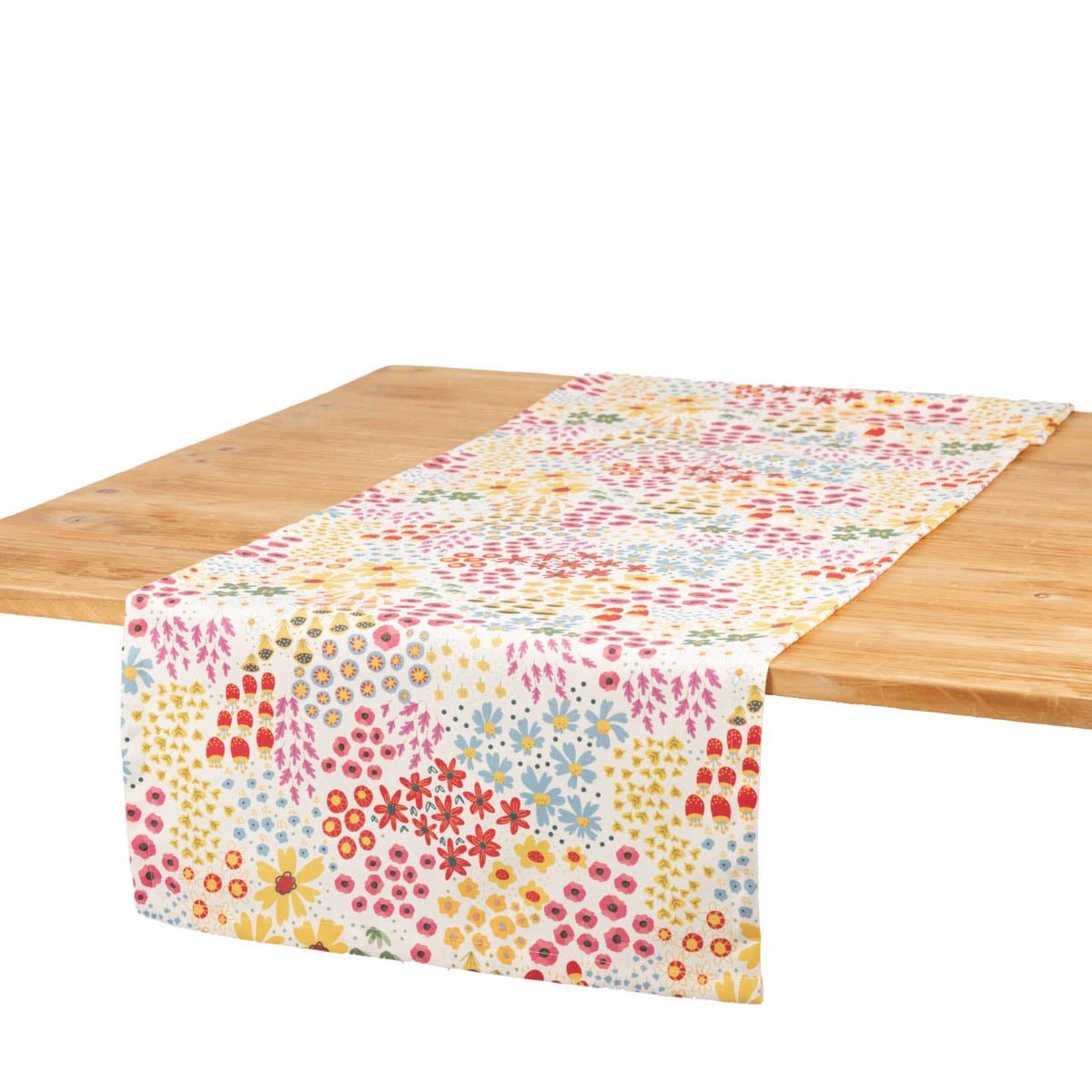 SCHÖNER LEBEN. Tischläufer Mini Blumen weiß bunt 40x160cm von, Digitaldruck