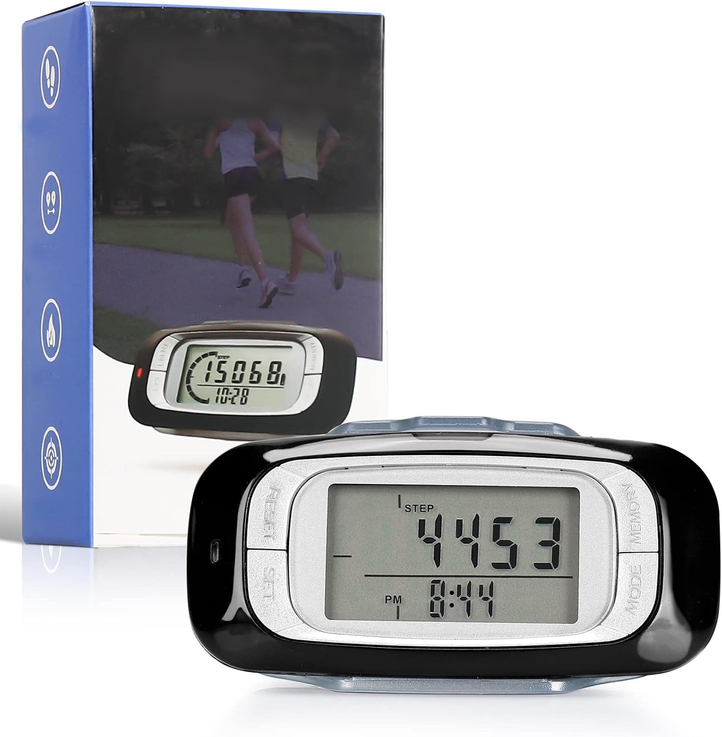 Coonoor Schrittzähler 3D-Sensor Multifunktionaler Schrittzähler, Einfacher Fitness Tracker (1-tlg), Zähler für Schritte, Distanz und Kalorien, Kein Bluetooth/App/Handy