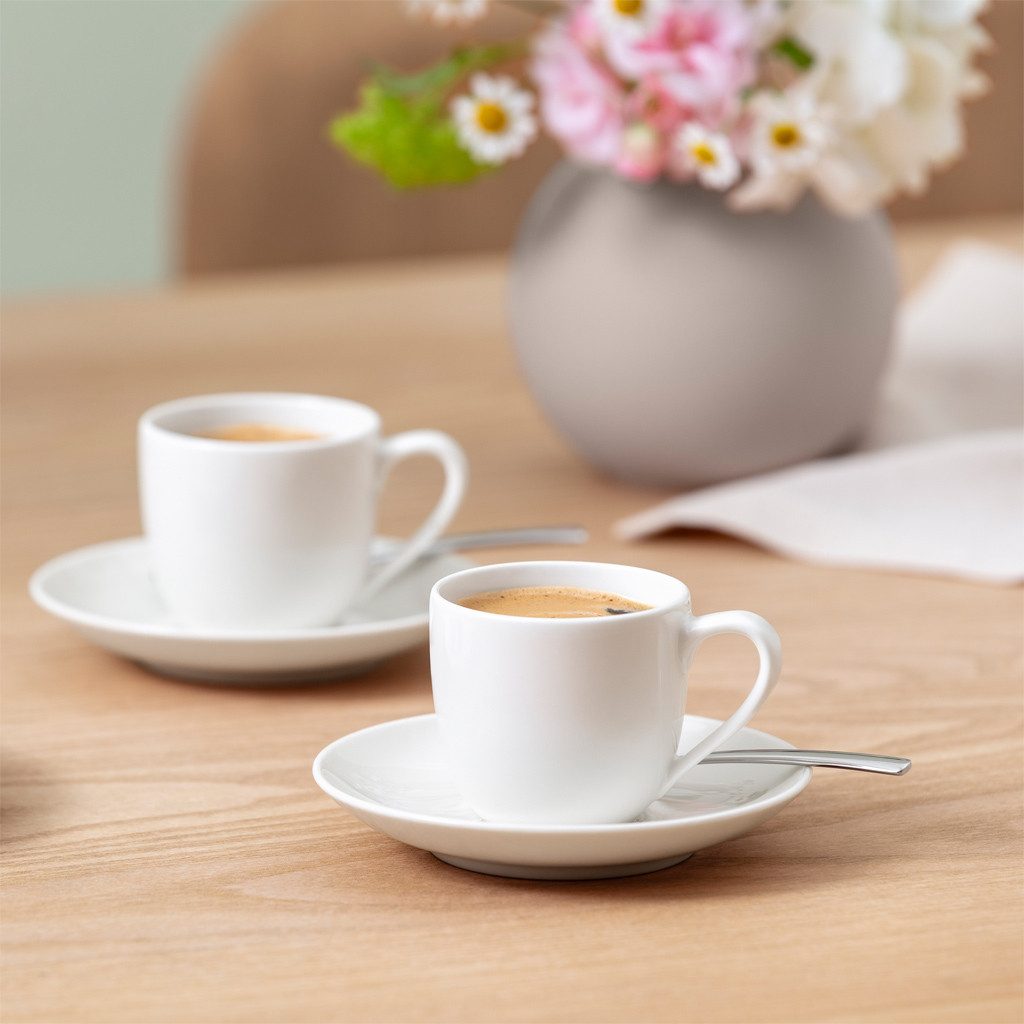 Villeroy & Boch Kaffeeservice For Me Espresso-Set für 2 Personen (4-tlg), 2 Personen, Porzellan, Premium Porcelain, mikrow.- & spülm.sicher, Made in Germany