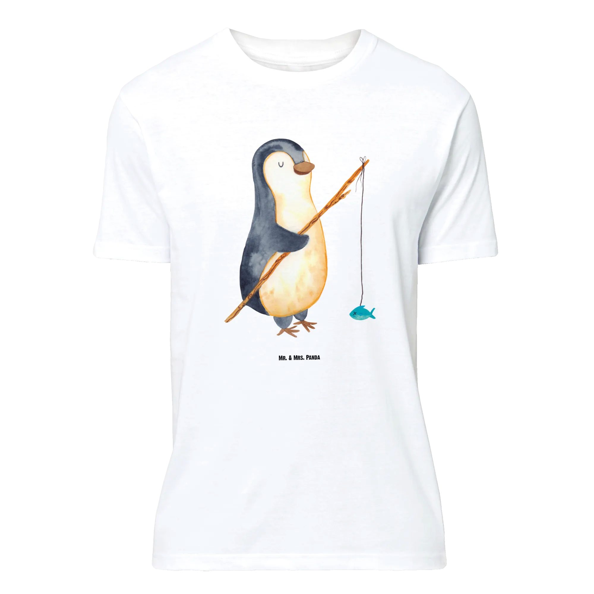 Mr. & Mrs. Panda T-Shirt Pinguin Angler, Размер XXL T-Shirt, Weiß, Frauen, T-Shirt mit Spruch, (Packung, 1-tlg) T-Shirt mit Spruch Schlafshirt Herrn
