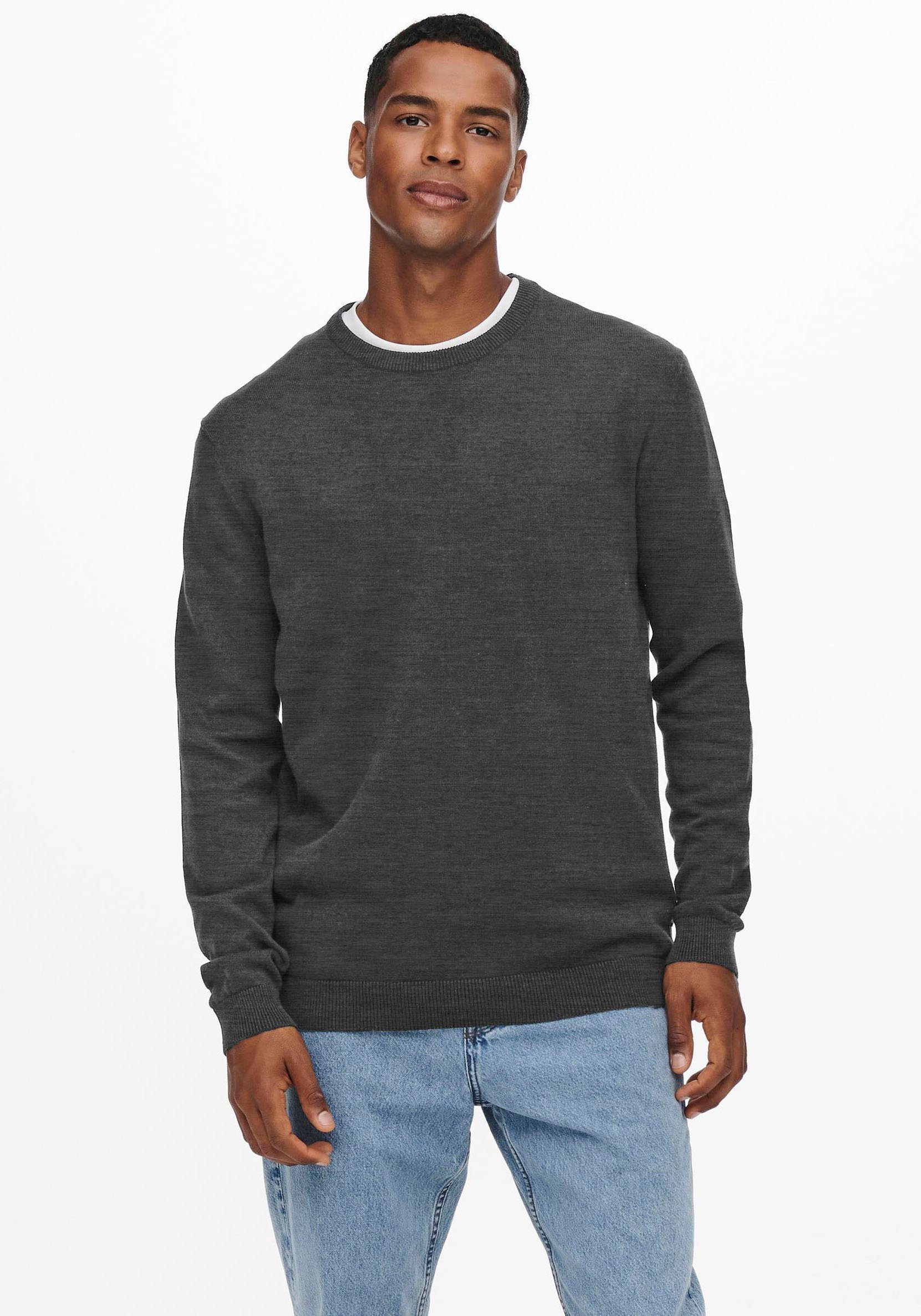 ONLY & SONS Rundhalspullover ONSALEX 12 SOLID CREW NECK KNIT