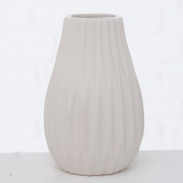 BOLTZE Dekovase Blumenvase aus Keramik im 3er Set Mattes Design - Weiß Braun