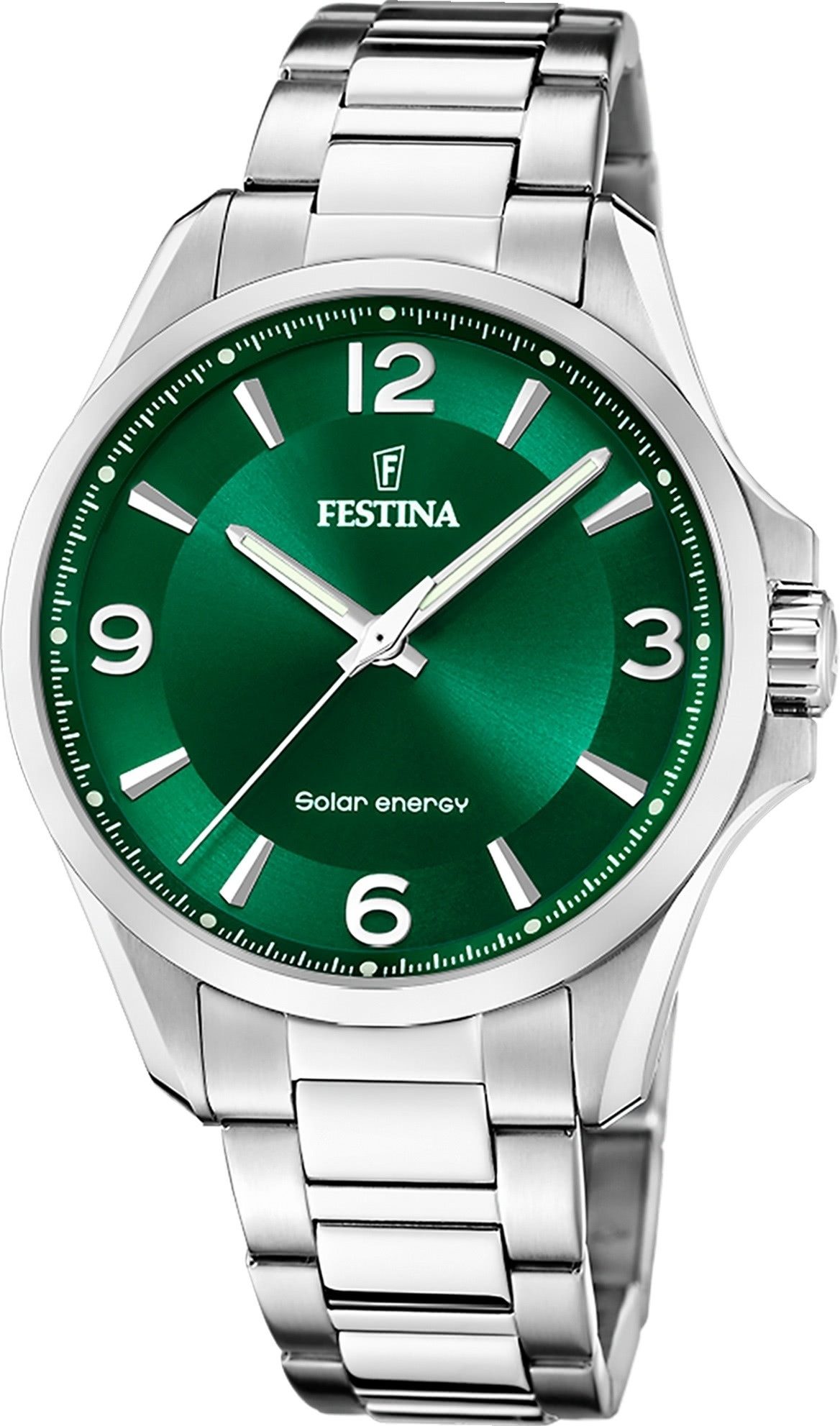 Festina Solaruhr Festina Herrenuhr Edelstahl silber, (Solaruhr), Herren Solaruhr rund, Edelstahlarmband silber, Luxus