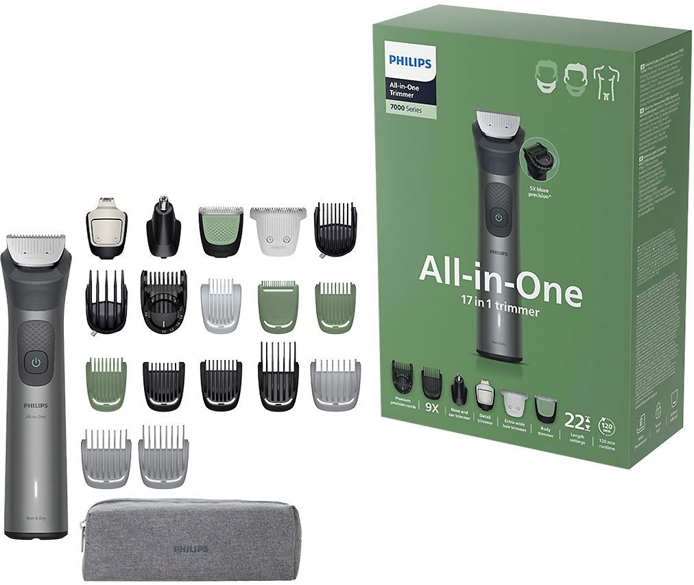 Philips Multifunktionstrimmer Series 7000 MG7941/15, 17-in-1-Trimmer für Gesicht, Körper und Kopfhaare