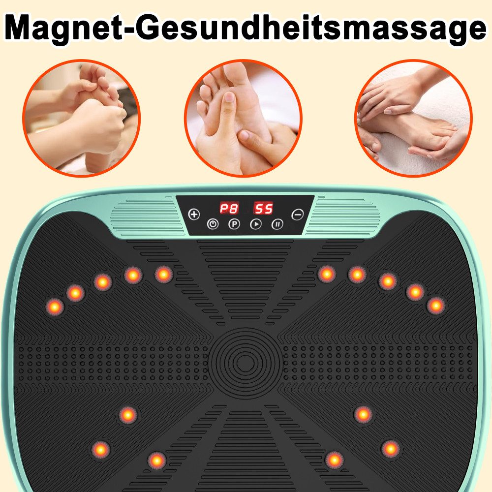 BBG Vibrationsplatte Vibrationsplatten,Trainingsgerät Ganzkörper Fitnessplattform, 200 W, mit Widerstandsbändern Geschwindigkeitskontrolle leise kompakt